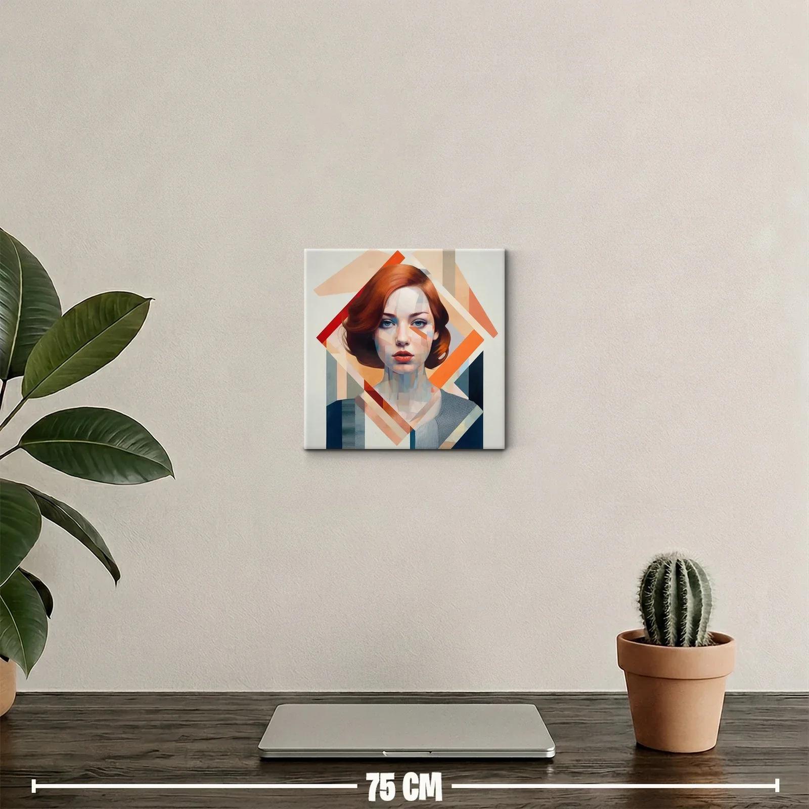 Retrato contemporáneo de mujer con tonos cálidos y geometría — miniatura 2