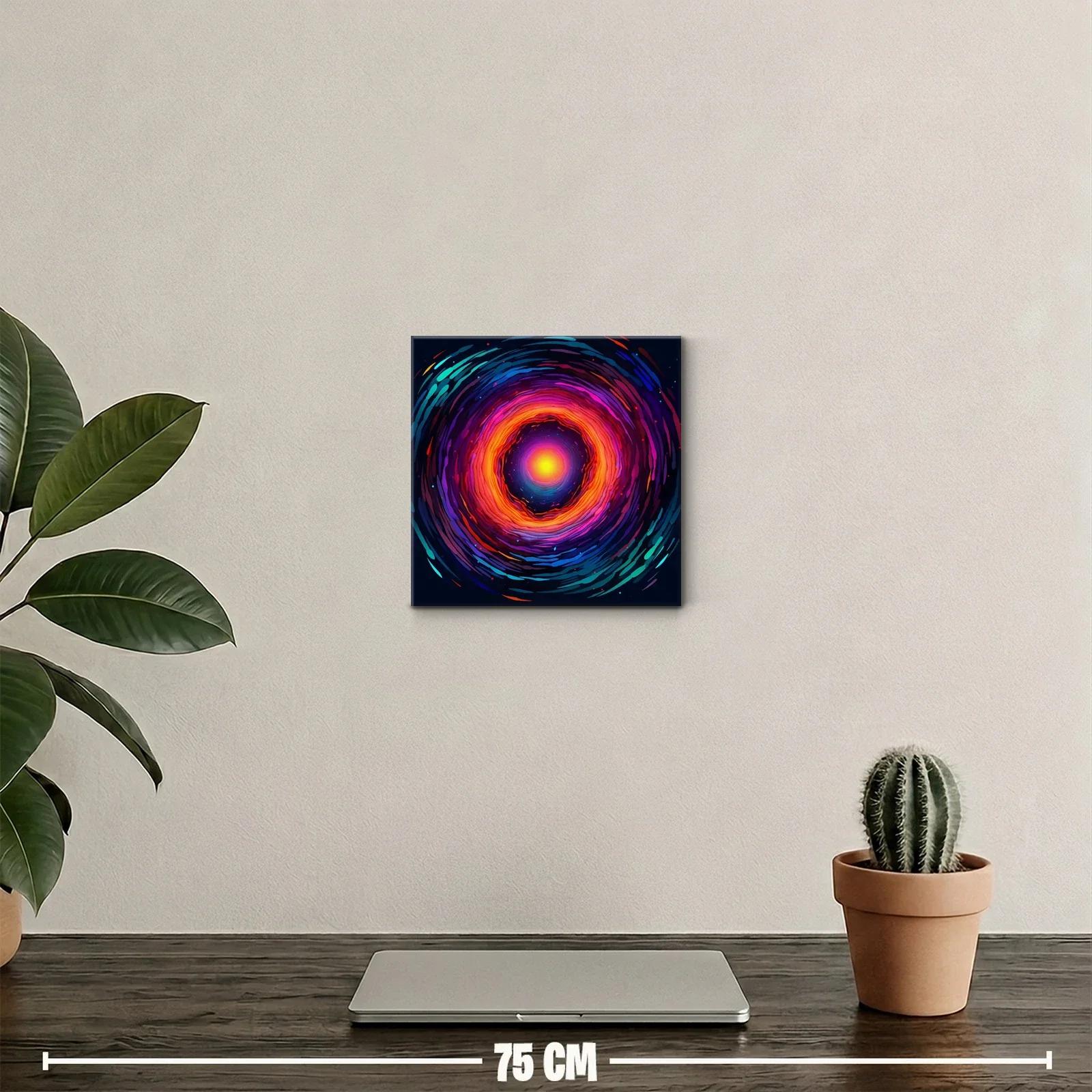 Cuadro abstracto con espiral de colores intensos y luz central — miniatura 2