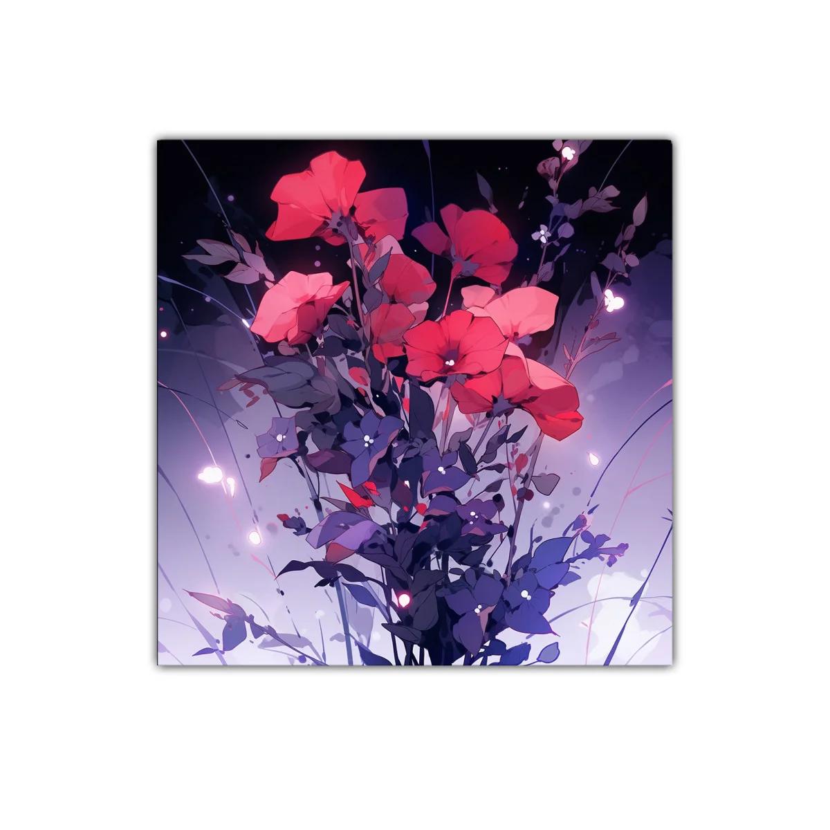 Ramo floral vibrante con contraste en tonos rojos y morados — imagen principal