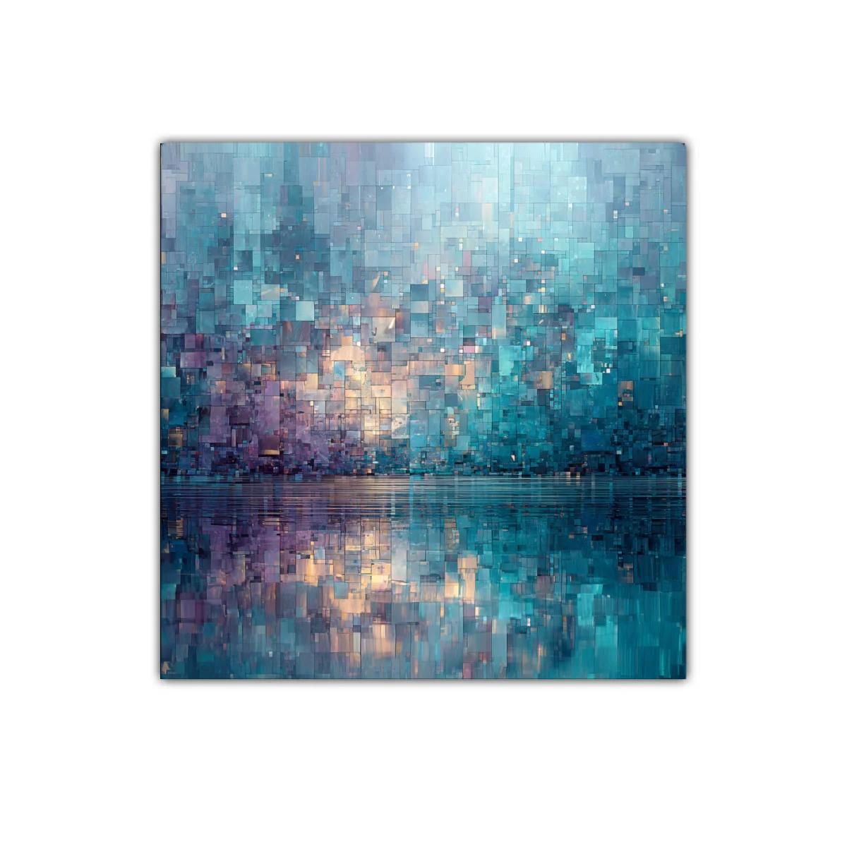 Cuadro abstracto con reflejos en tonos azules y morados — imagen principal