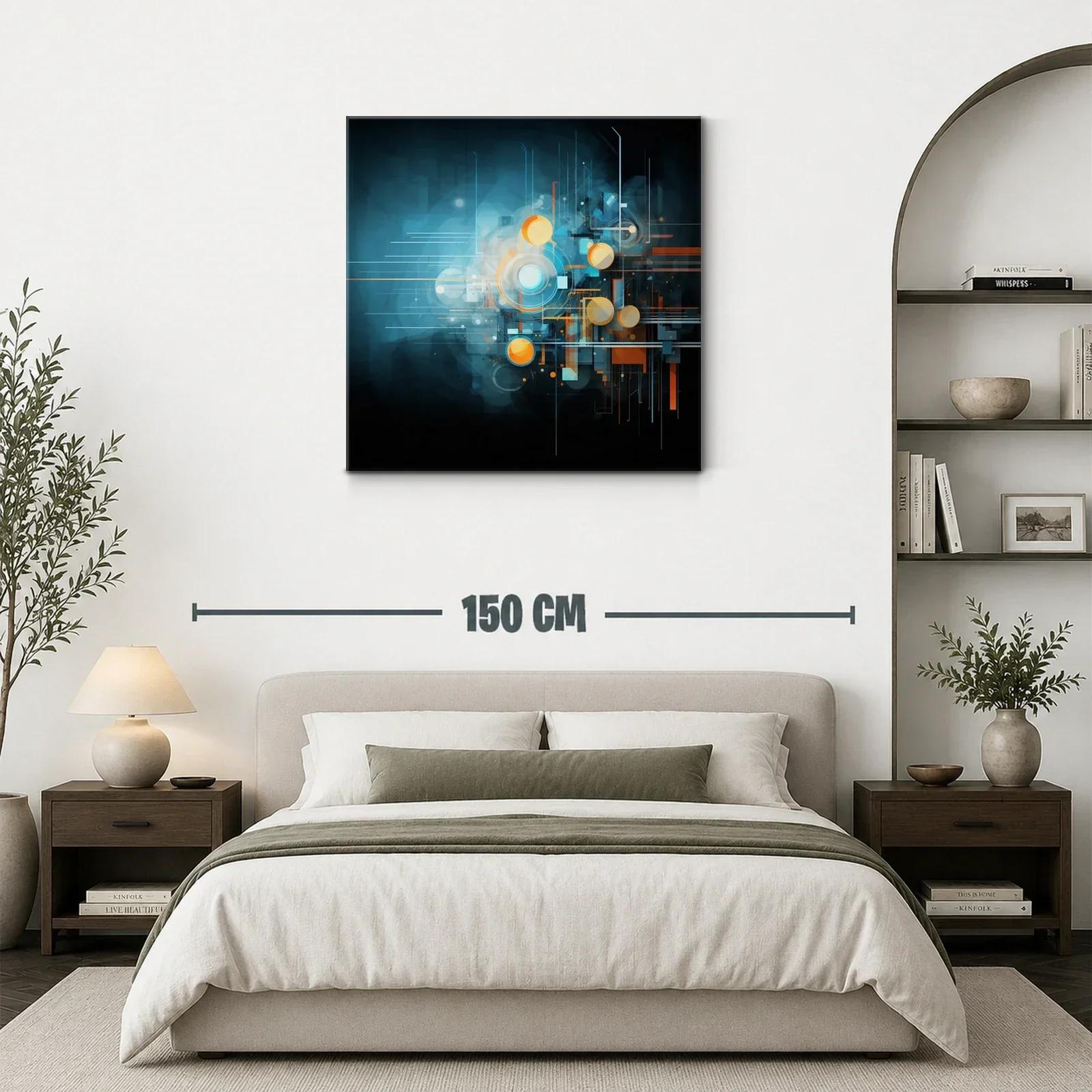 Composición abstracta futurista con tonos azules y naranjas — miniatura 3