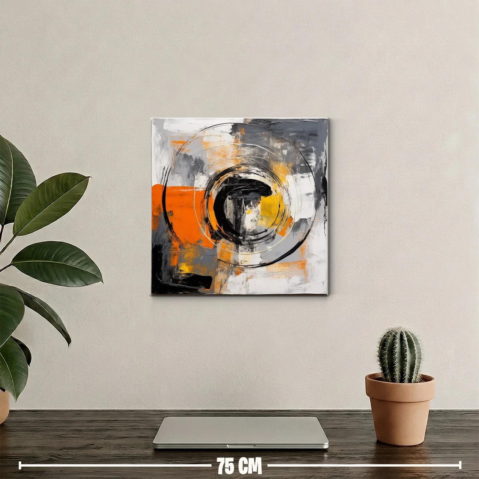 Cuadro abstracto con círculos y tonos cálidos vibrantes — miniatura 2