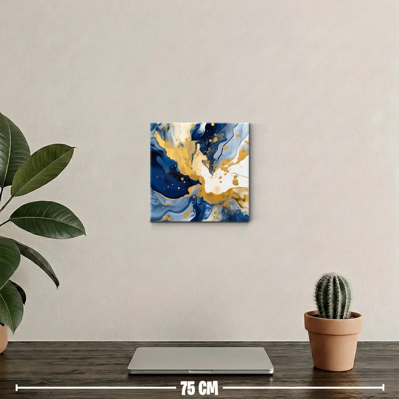 Arte abstracto con tonos dorados y azul profundo — miniatura 2