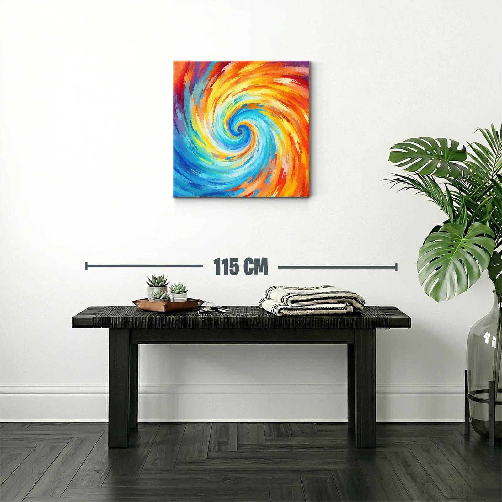 Cuadro abstracto espiral con vibrantes tonos cálidos y fríos — miniatura 2