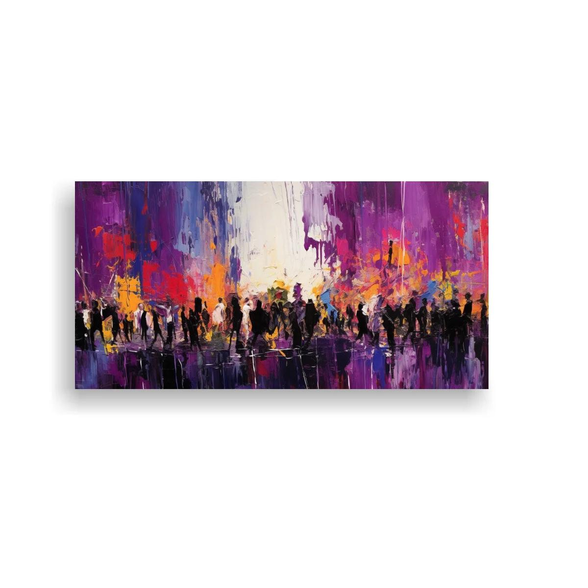 Cuadro multitud de personas con luces violeta y reflejos — imagen principal