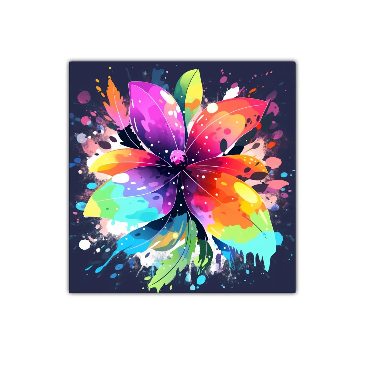 Flor multicolor vibrante con explosión de pigmentos vivos