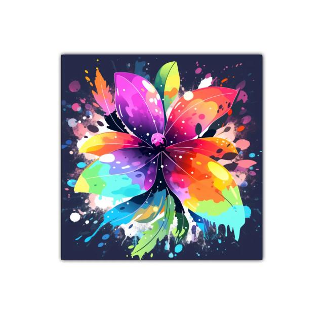 Flor multicolor vibrante con explosión de pigmentos vivos