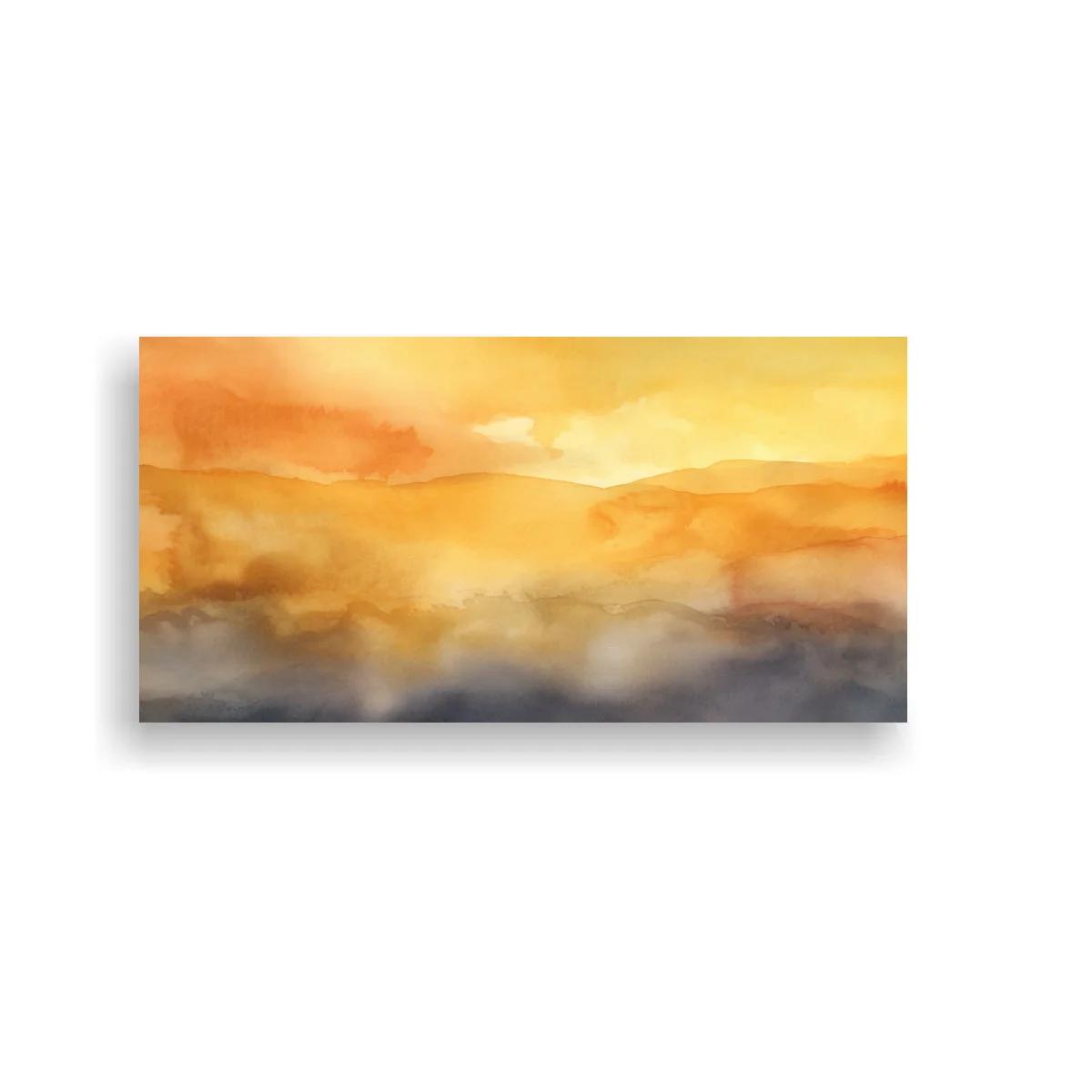 Cuadro paisaje abstracto de colinas con brillo cálido difuminado — imagen principal