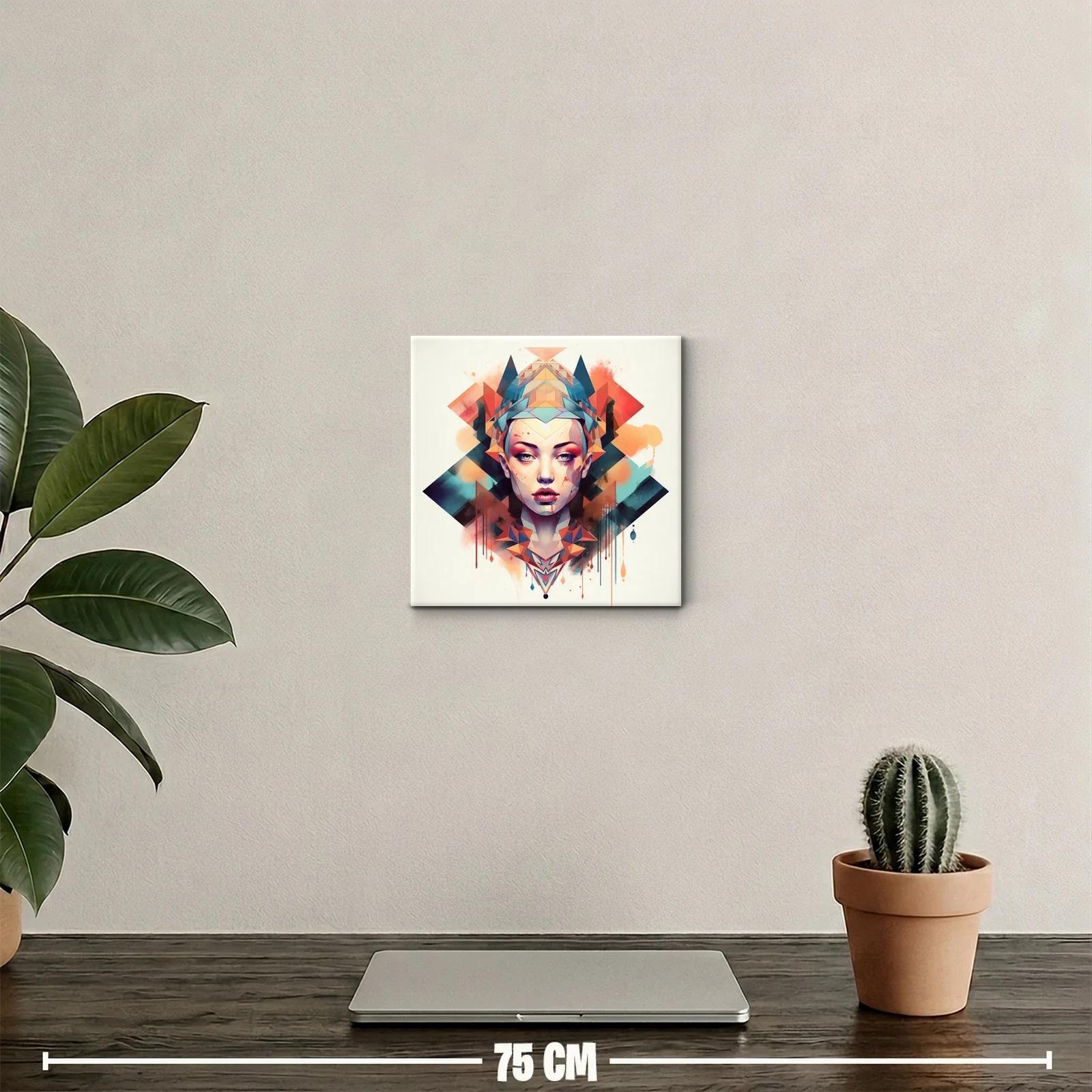 Retrato abstracto de mujer con tonalidades vibrantes geométricas — miniatura 2