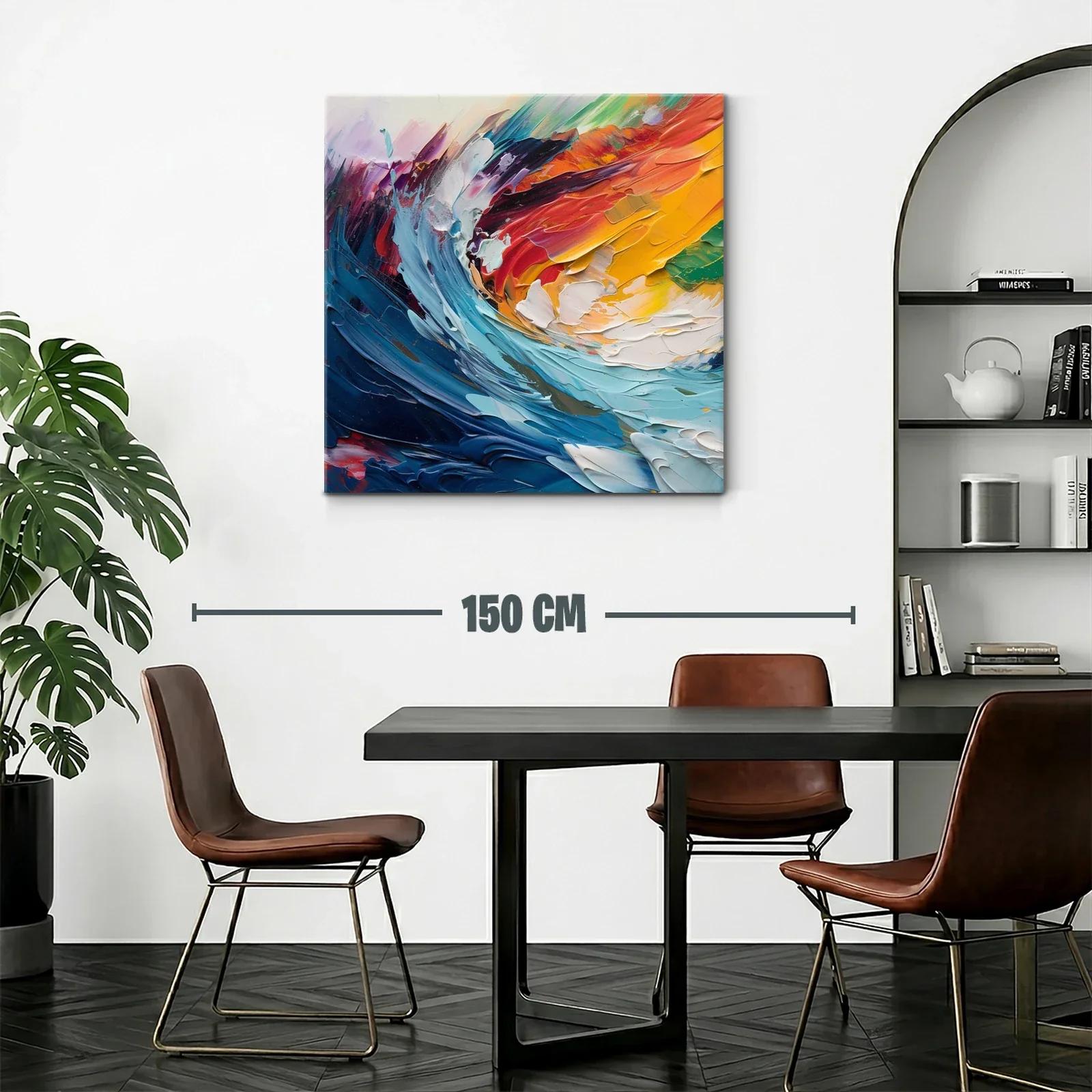 Cuadro abstracto en vibrantes tonos cálidos y fríos — miniatura 2