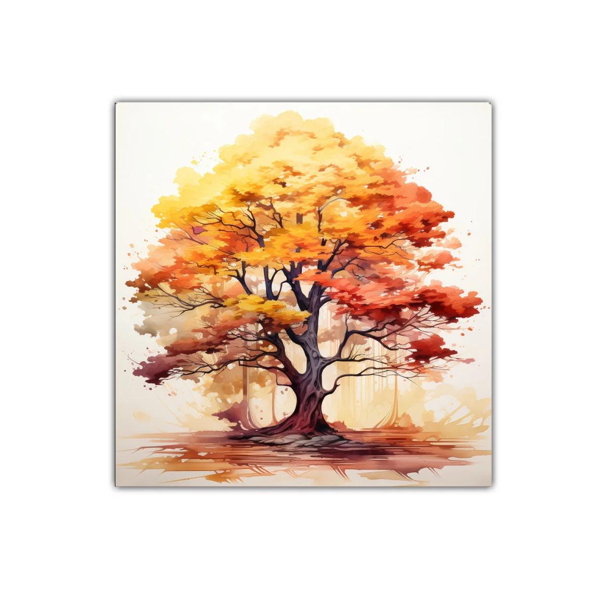 Arbol otoñal con tonos cálidos intensos y vibrantes — imagen principal