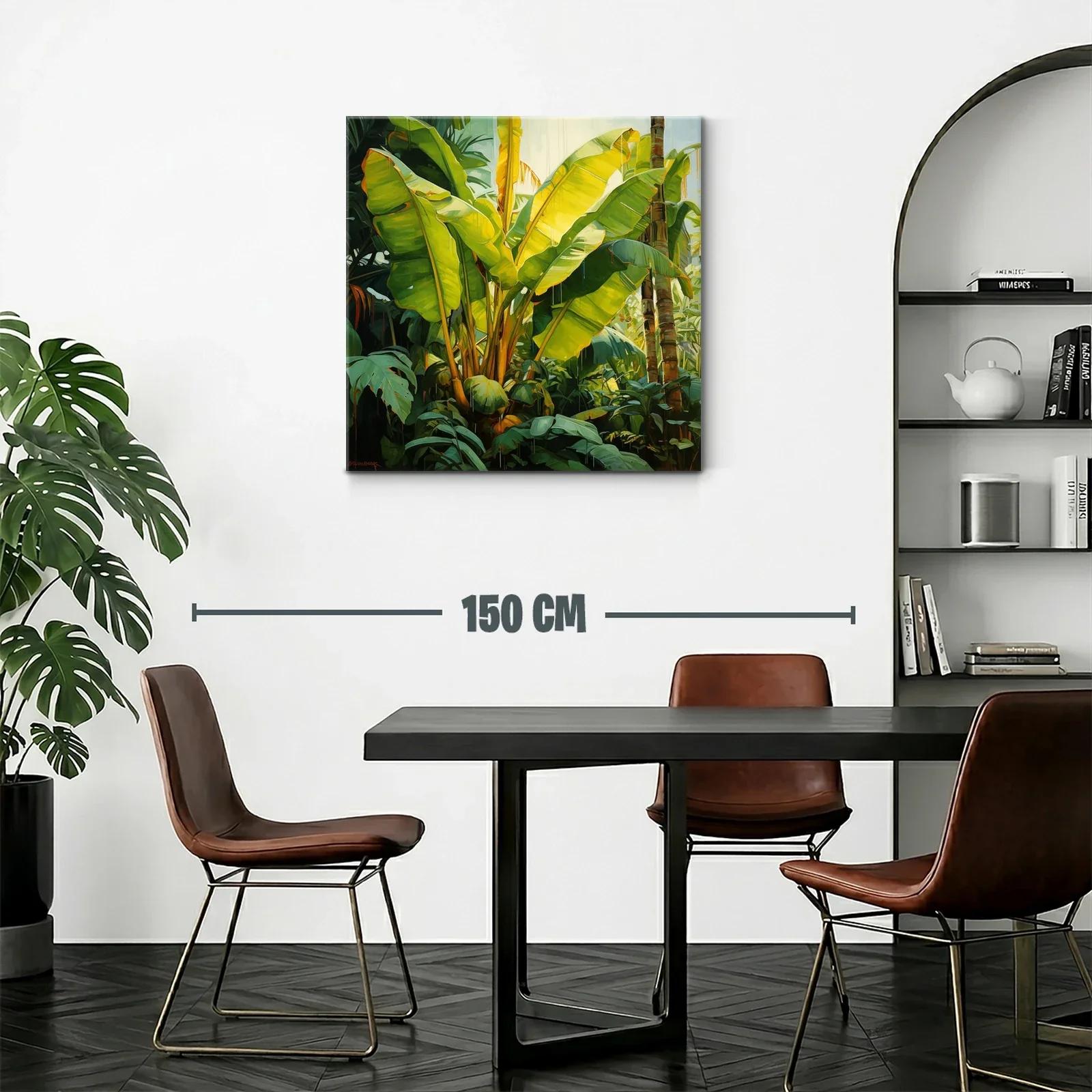 Cuadro tropical con exuberantes hojas verdes iluminadas — miniatura 2