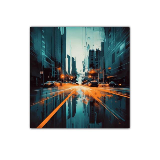Movimiento urbano con luces vibrantes en ciudad moderna