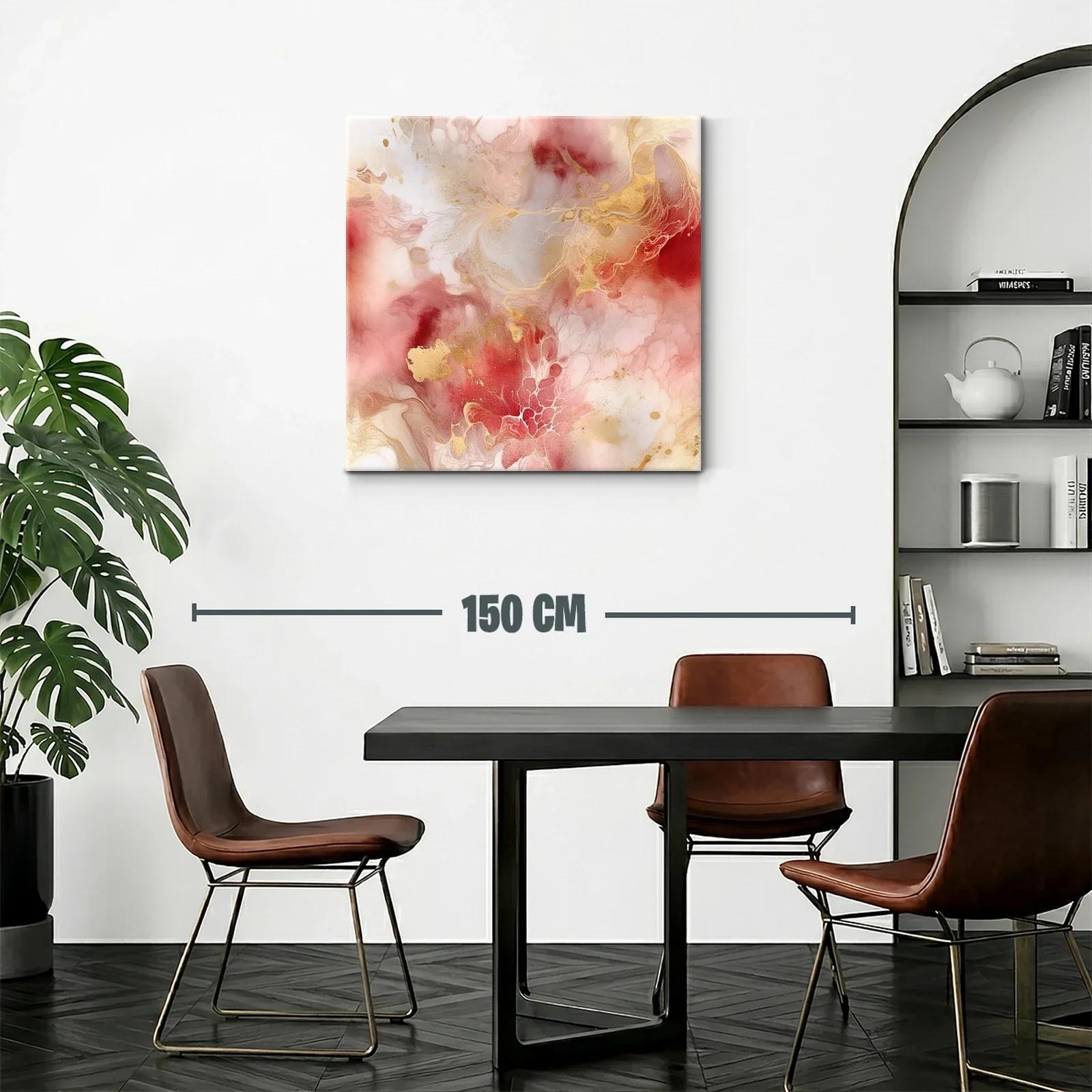 Cuadro abstracto con tonos rojos y dorados suaves — miniatura 2