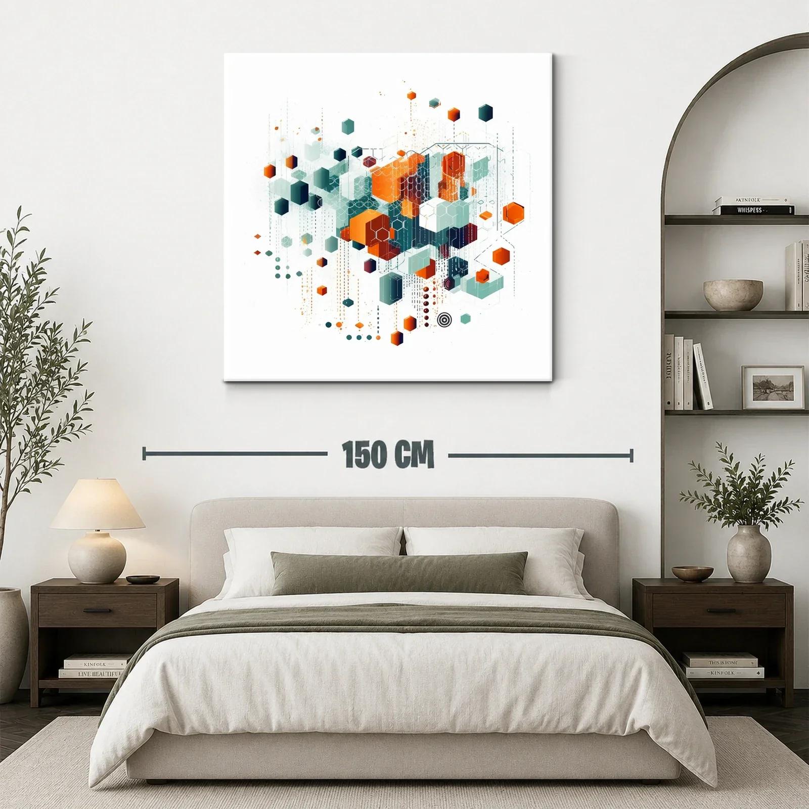 Composición geométrica con hexágonos en tonos naranja y verde — miniatura 3