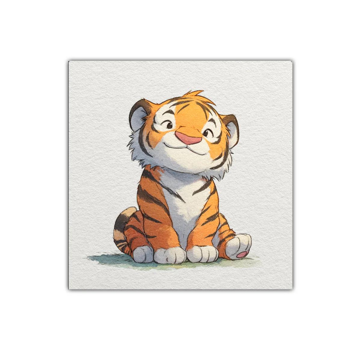 Tierno tigre bebé en colores cálidos para decorar