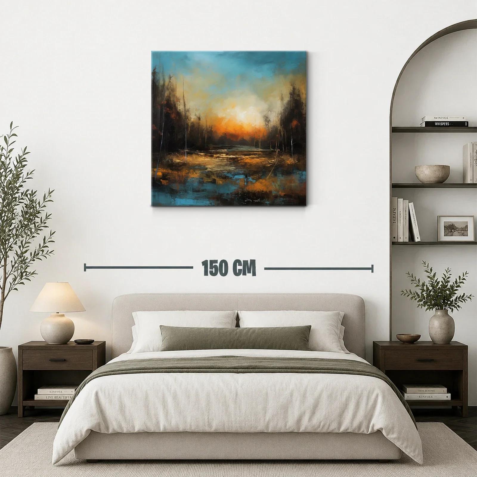 Paisaje abstracto con atardecer y tonos cálidos y fríos — miniatura 3