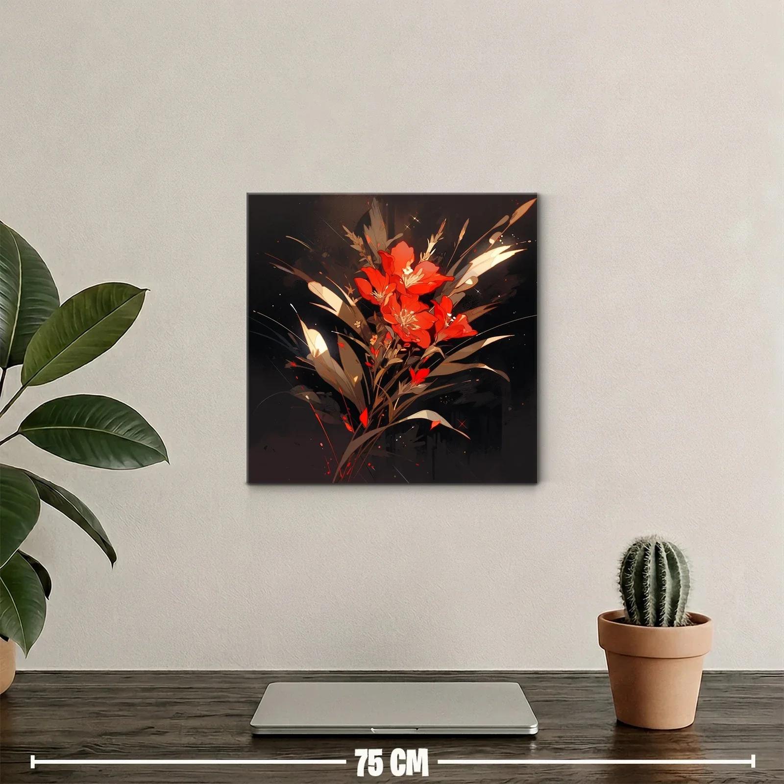 Ramo vibrante de flores rojas con fondo oscuro elegante — miniatura 2
