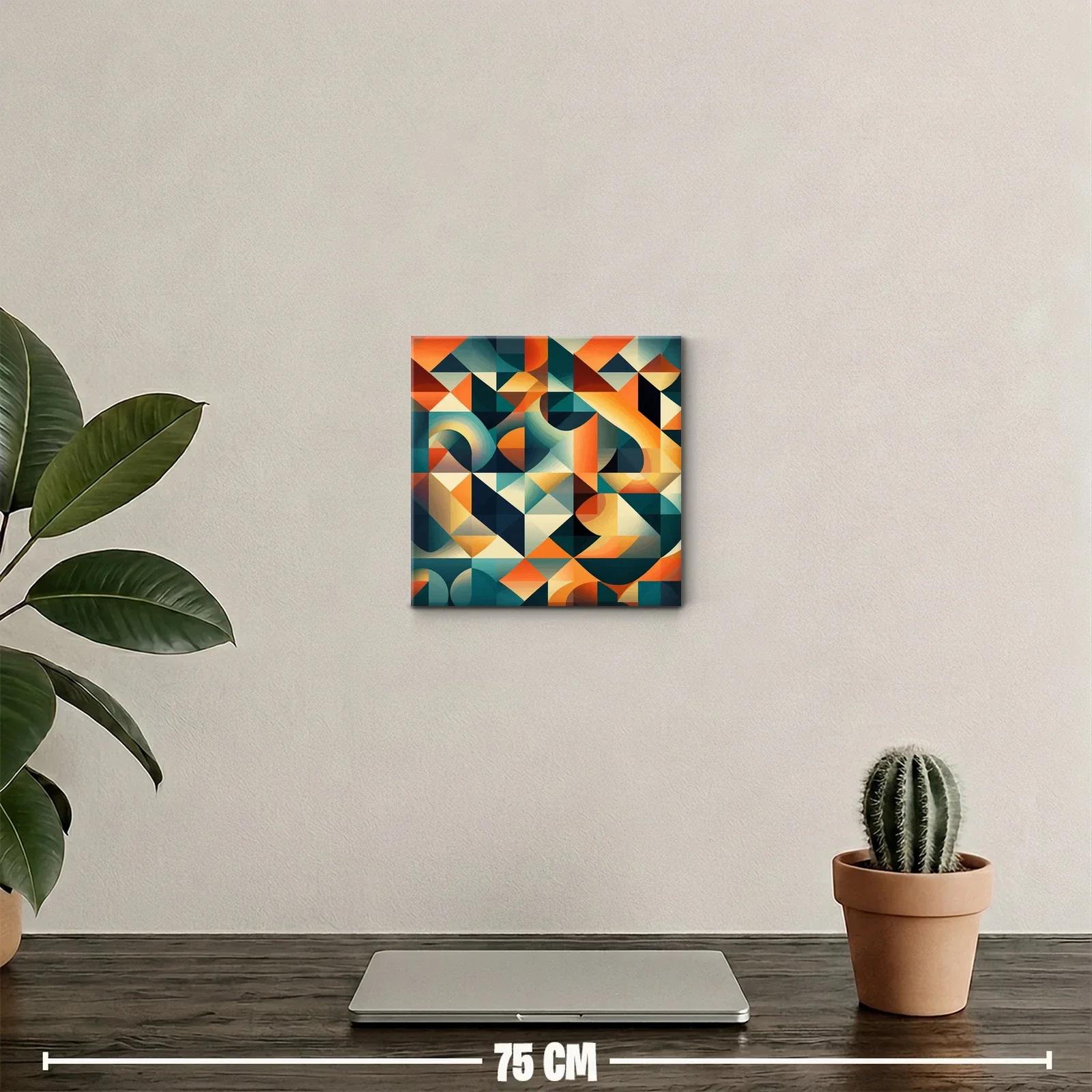 Cuadro decorativo con diseño geométrico moderno en tonos cálidos — miniatura 2
