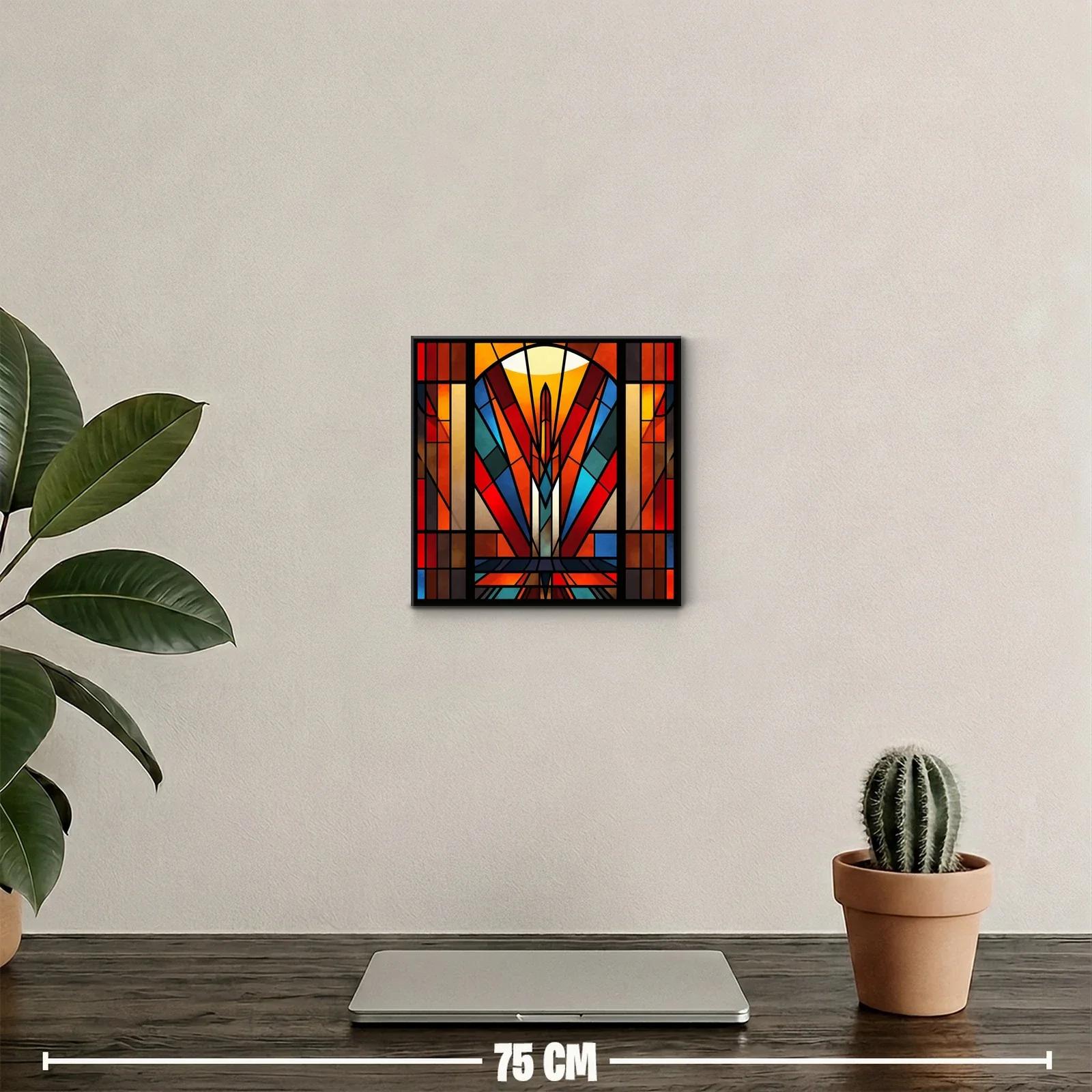 Cuadro abstracto con juego de luces y formas geométricas vibrantes — miniatura 2