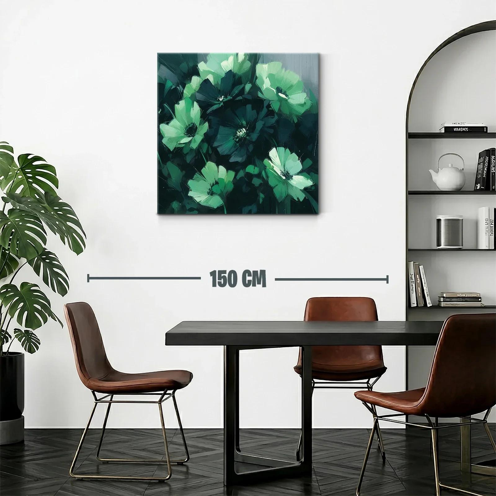 Cuadro floral en tonos verdes y azules oscuros — miniatura 2
