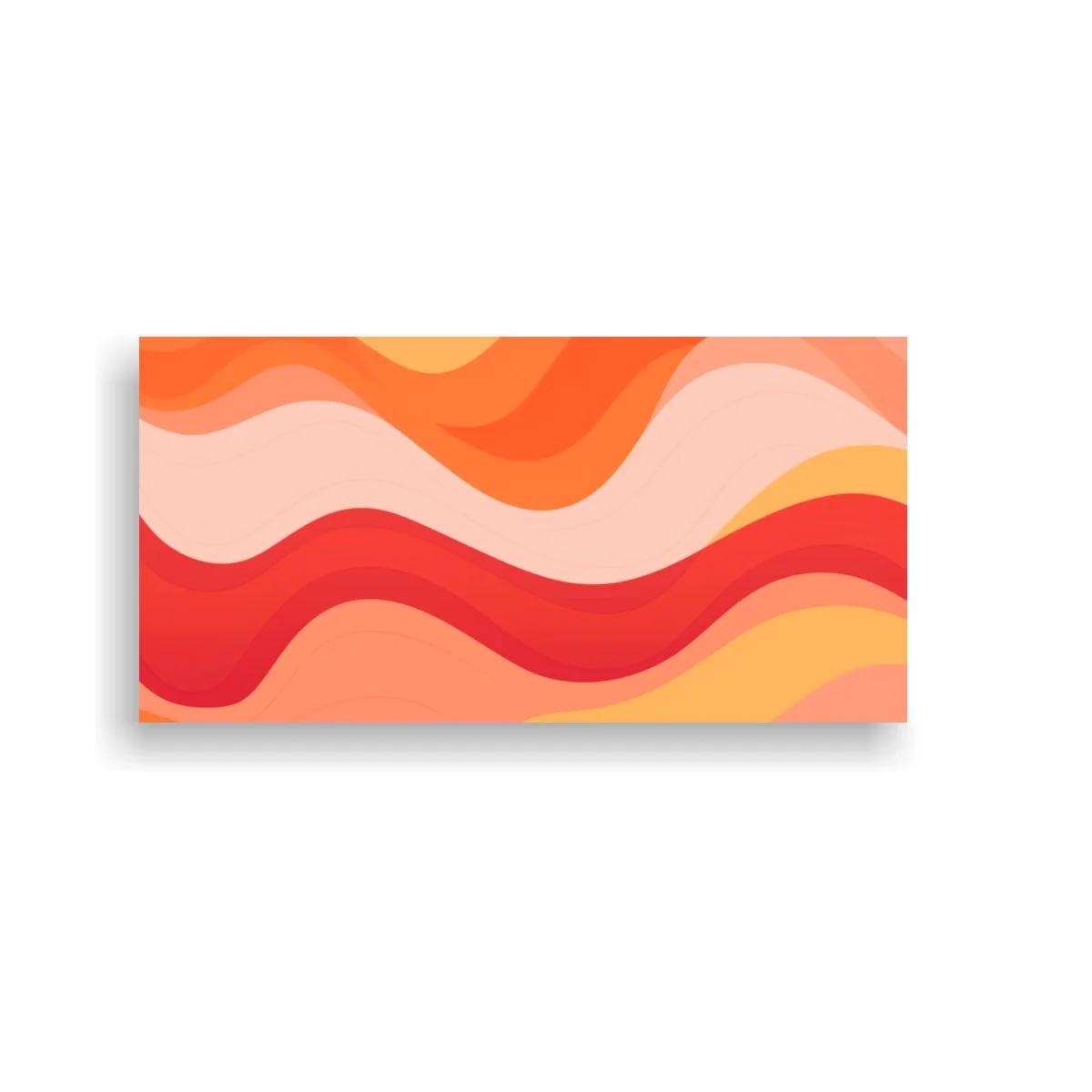Cuadro ondas abstractas en bandas coral y naranja