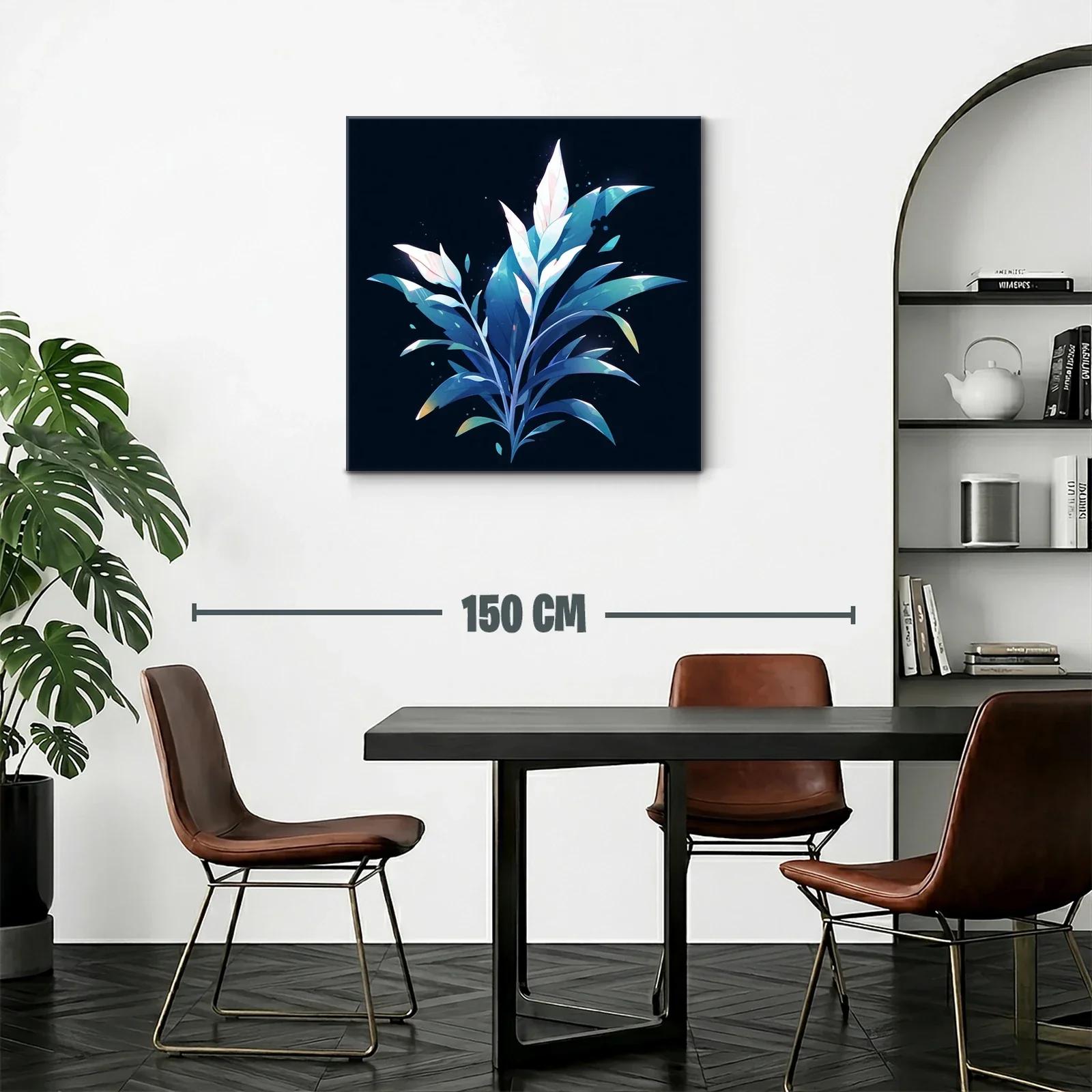 Plantas estilizadas en tonos azules y blancos sobre fondo oscuro — miniatura 2
