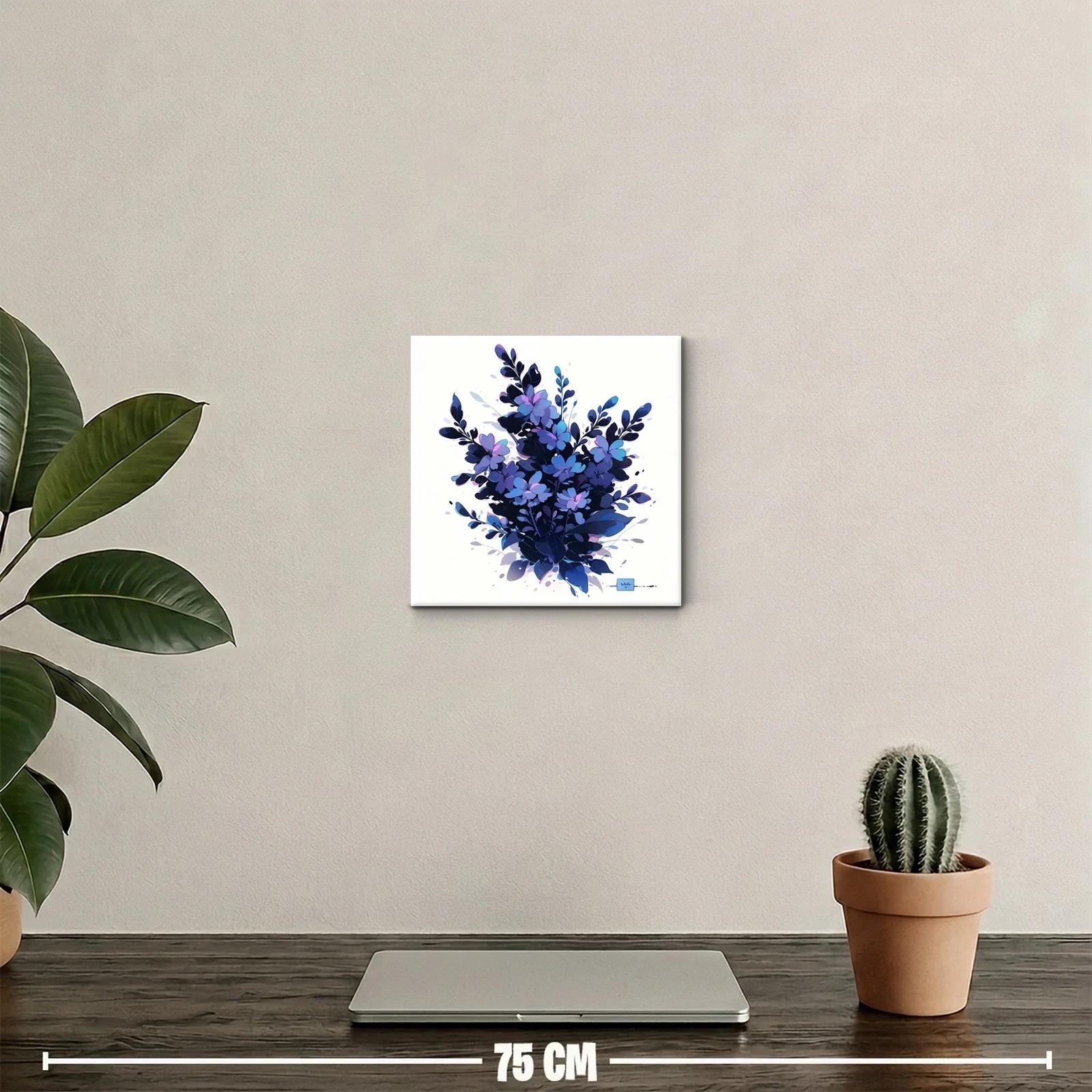 Cuadro decorativo con bouquet floral en tonos azules y morados — miniatura 2