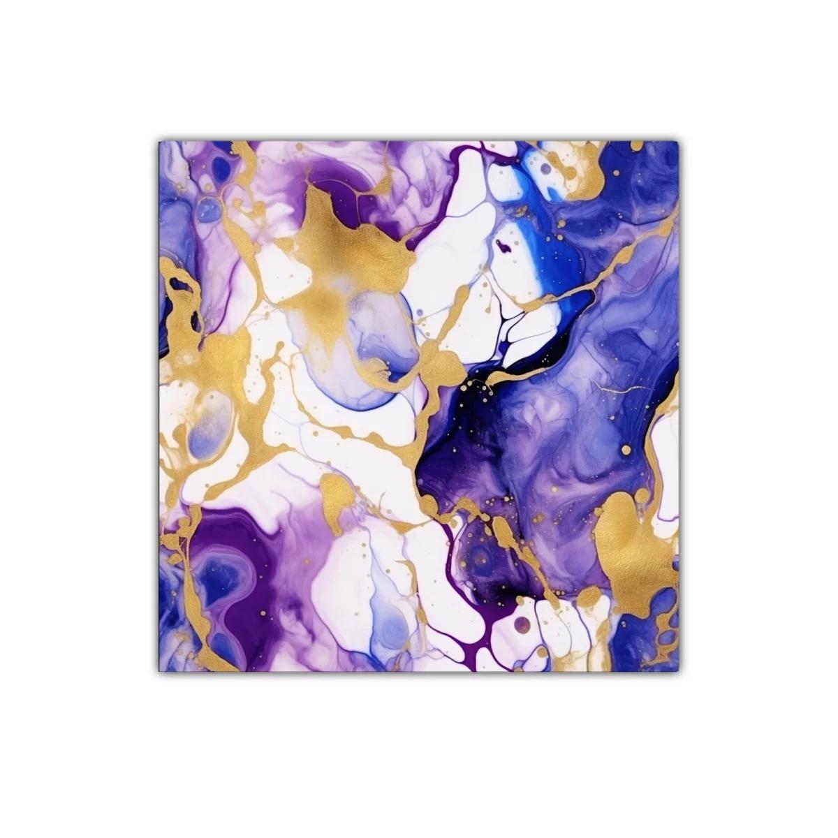 Composición abstracta en tonos violetas y dorados vibrantes — miniatura 1