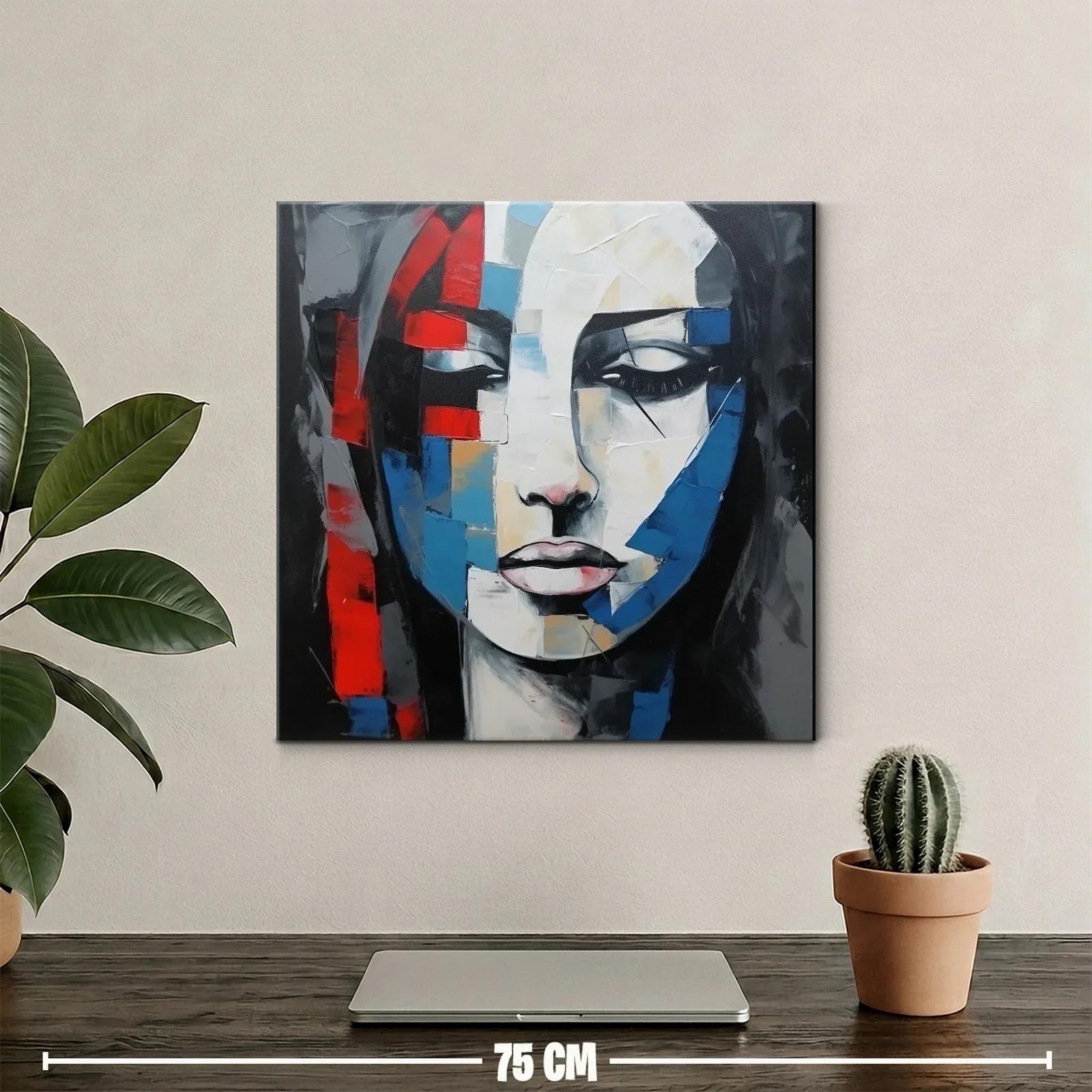 Retrato abstracto vibrante con toques rojos y azules — miniatura 2