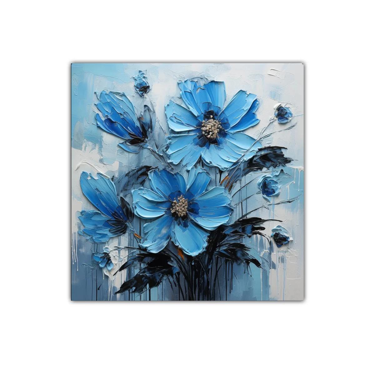 Cuadro decorativo con flores azules vibrantes y elegantes — imagen principal