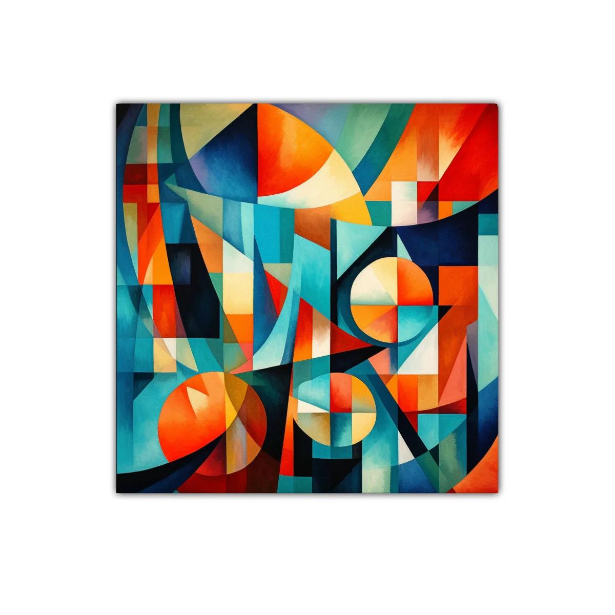Composición abstracta en tonos cálidos y fríos vibrantes — imagen principal