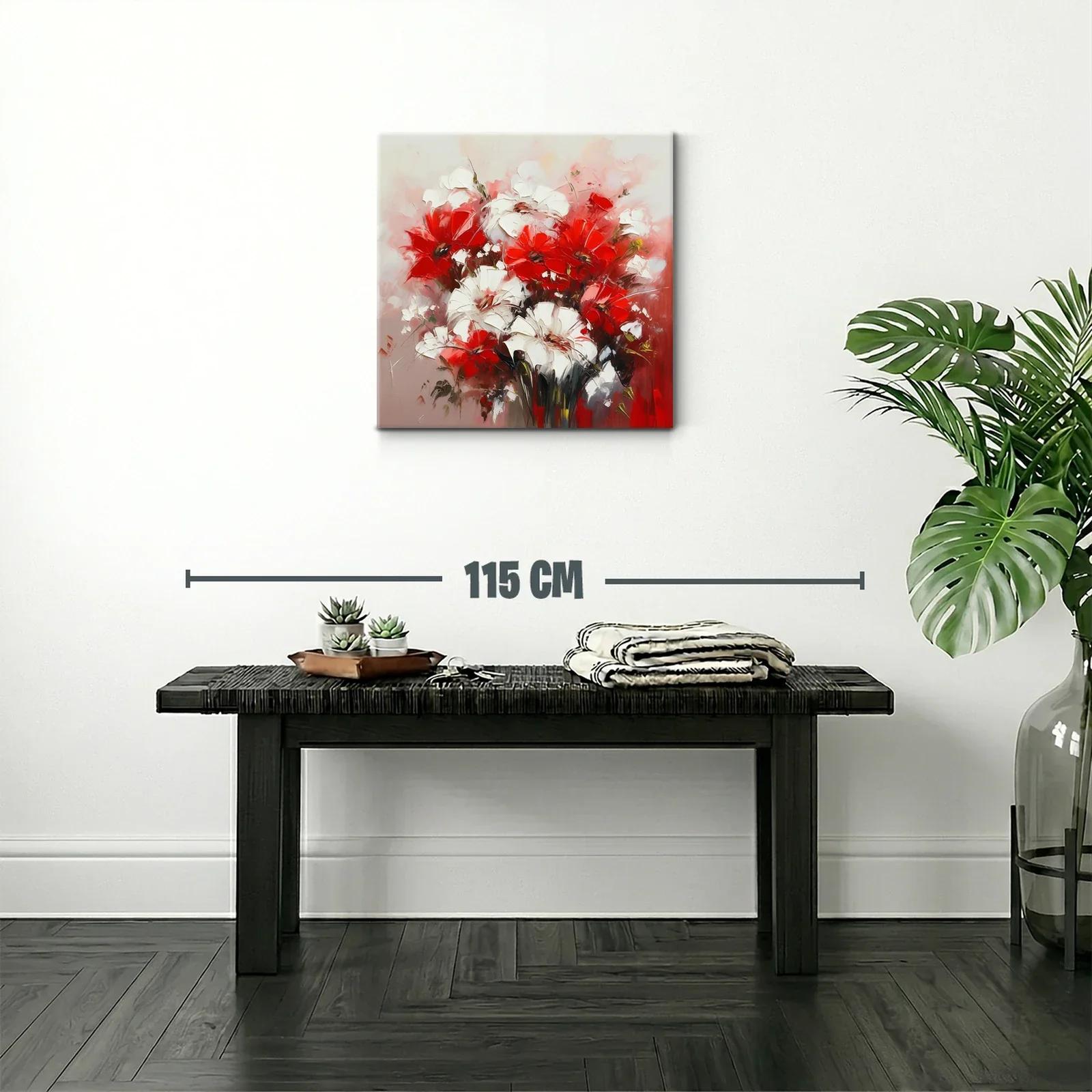 Flores vibrantes en rojo y blanco con fondo suave — miniatura 2