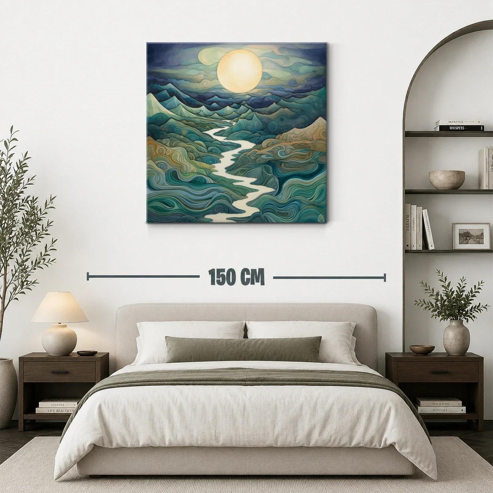 Paisaje onírico con río serpenteante bajo luna llena — miniatura 3