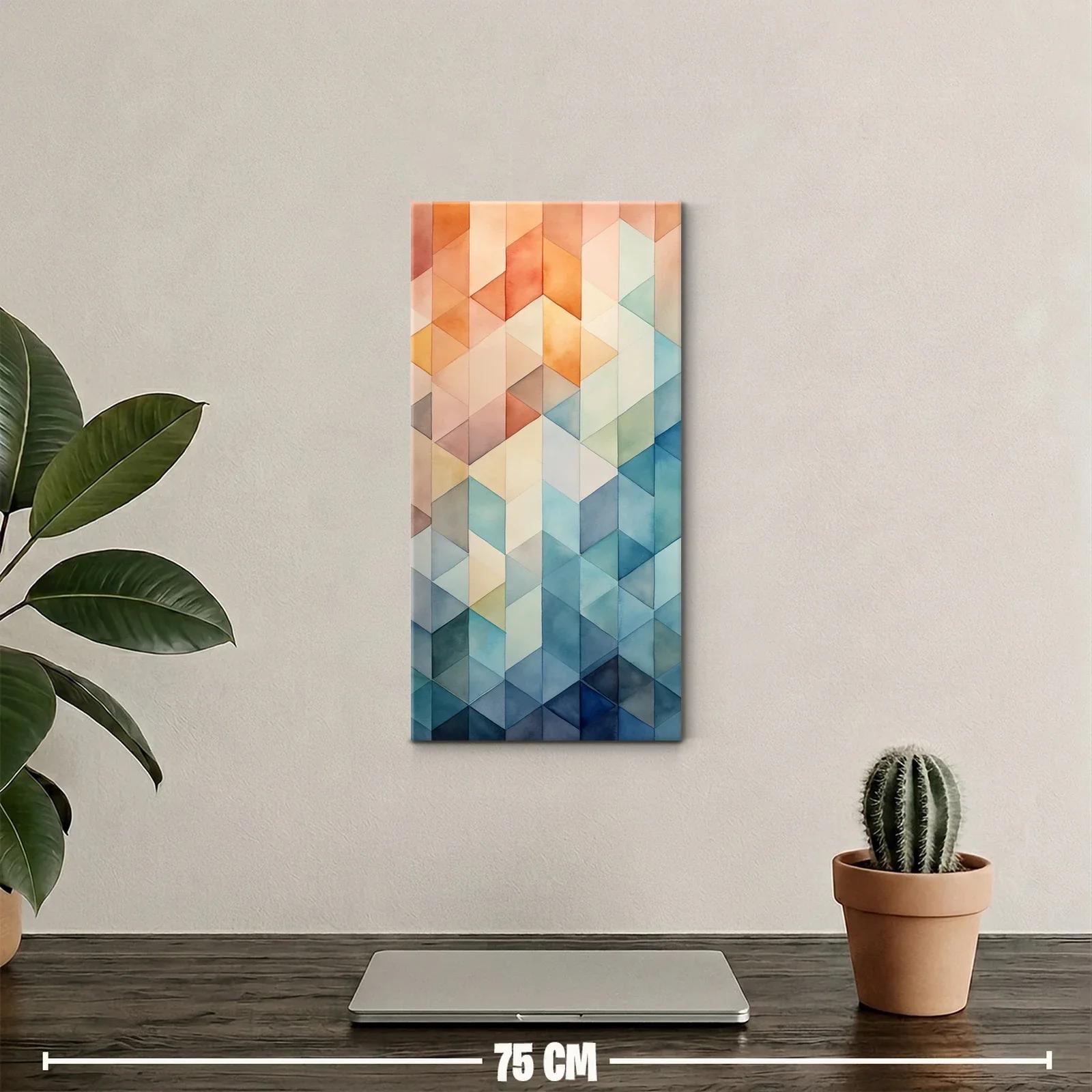Cuadro patrón geométrico de triángulos en mosaico bicolor — miniatura 2