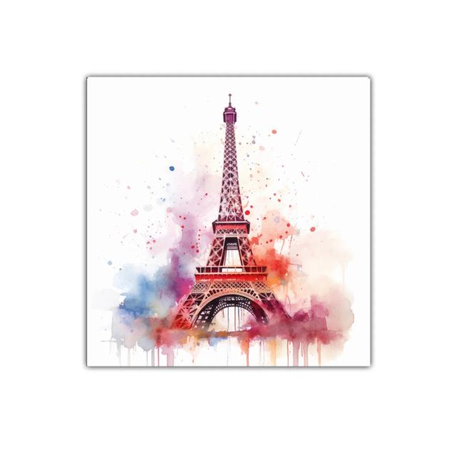 Cuadro Torre Eiffel con salpicaduras de acuarela coloridas