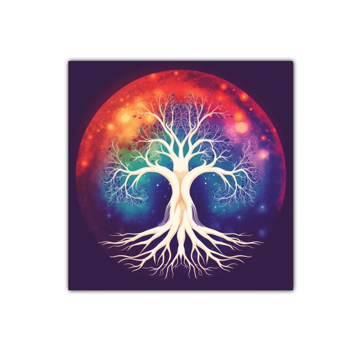 Árbol de la vida iluminado en vibrante fondo cósmico — imagen principal