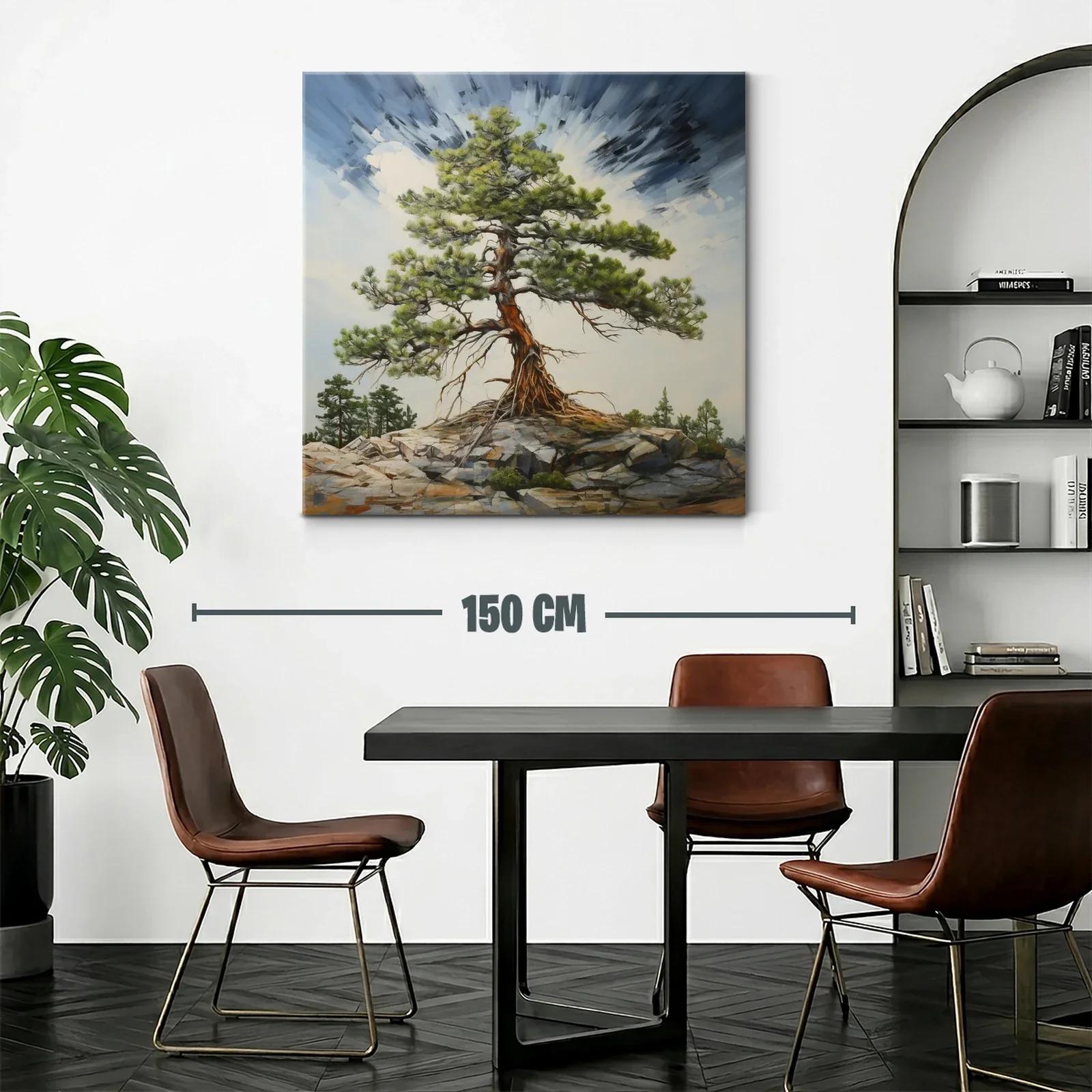 Árbol solitario en paisaje rocoso con explosión de luz — miniatura 2