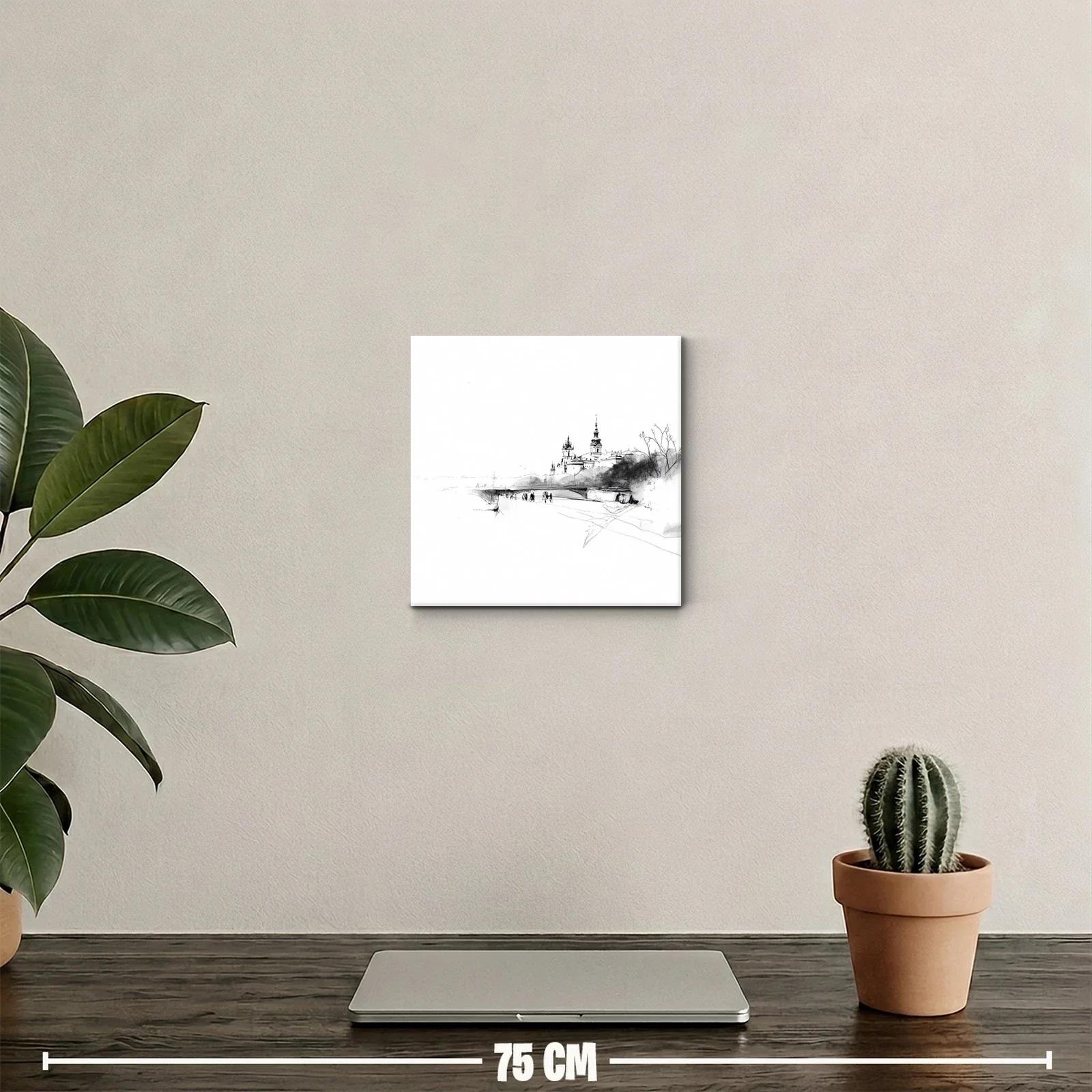 Paisaje urbano minimalista en tinta monocromática — miniatura 2