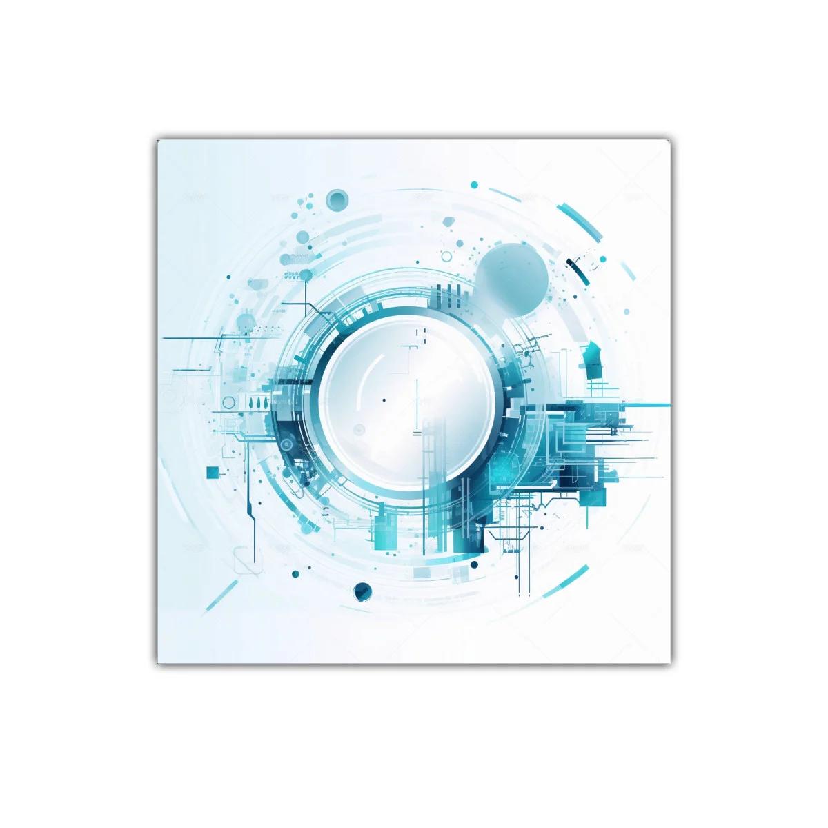 Diseño abstracto circular en tonos azules y blancos