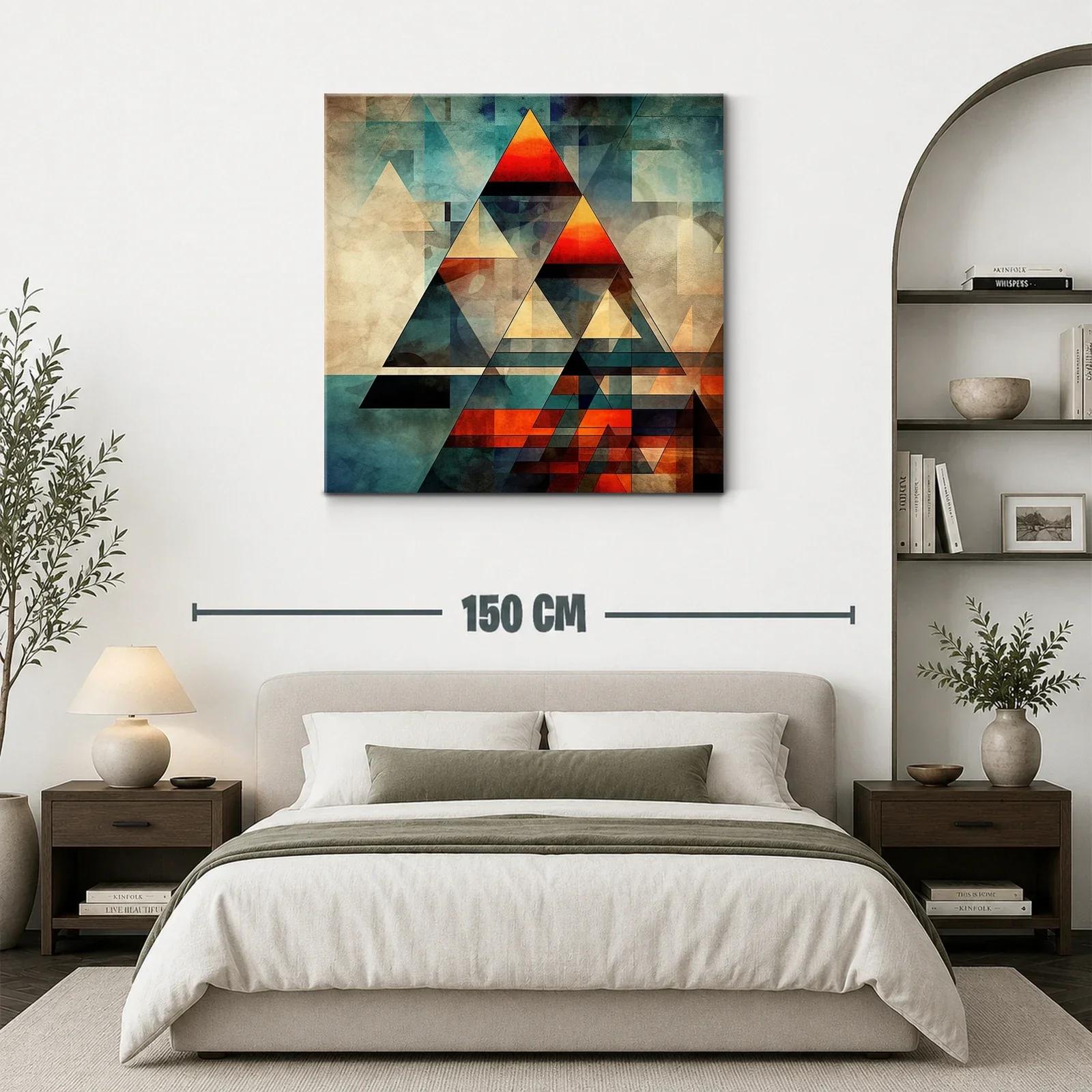 Composición abstracta con triángulos en tonos cálidos y fríos — miniatura 3