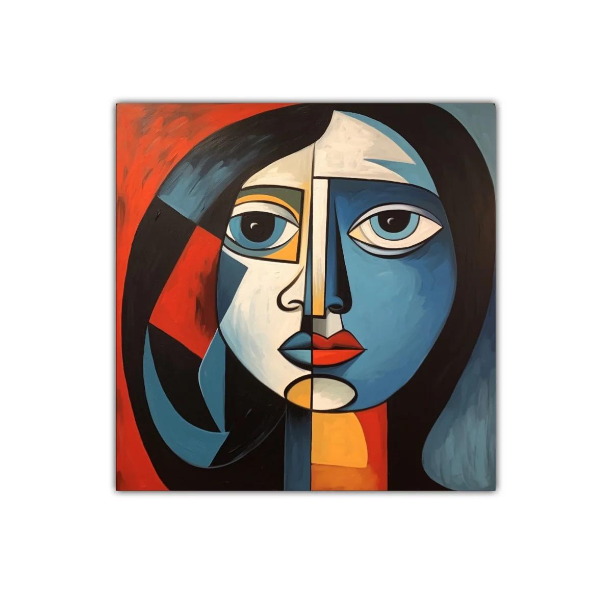 Rostro abstracto con colores intensos y formas geométricas