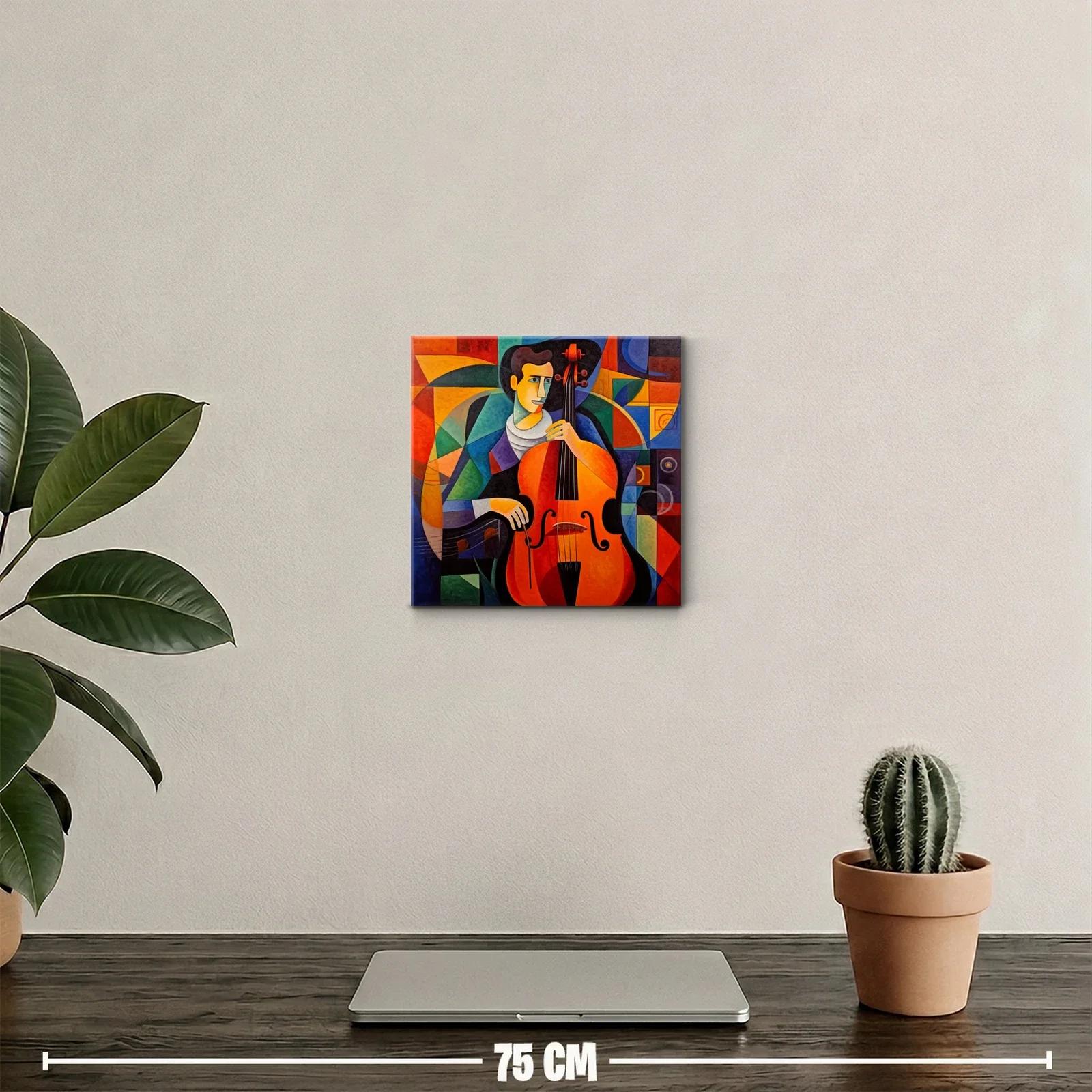 Cuadro decorativo músico tocando violonchelo en estilo cubista — miniatura 2