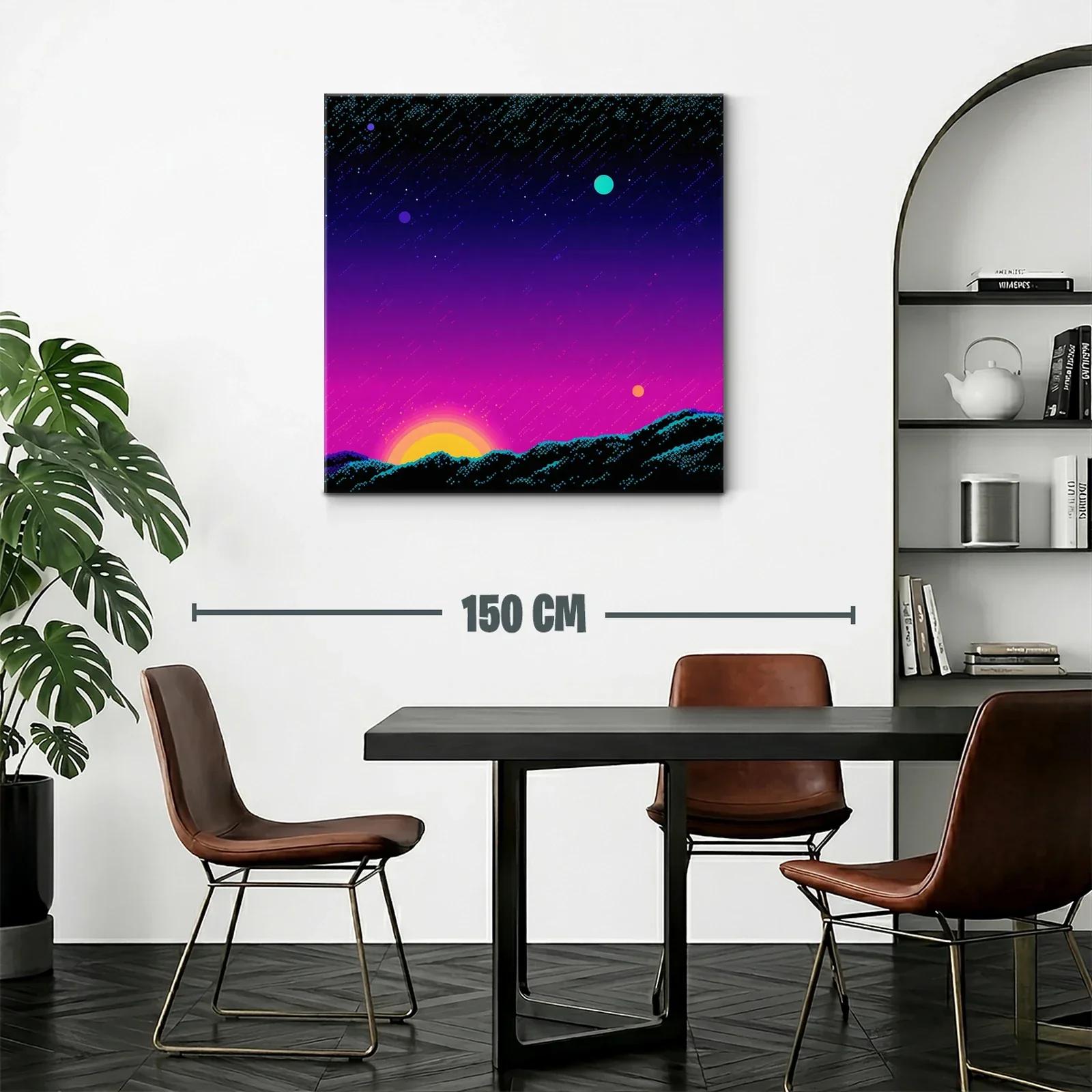 Atardecer cósmico con estrellas y planetas brillantes — miniatura 2