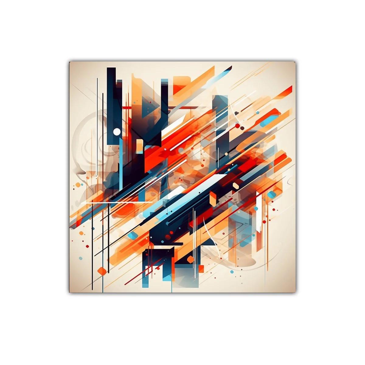 Cuadro abstracto con formas geométricas y colores vibrantes