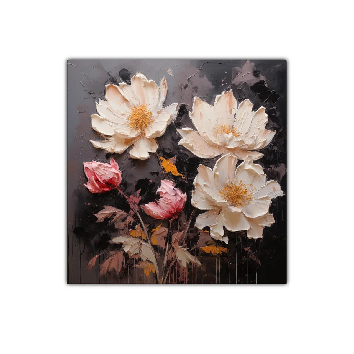 Cuadro decorativo de flores delicadas en tonos neutros y rosas