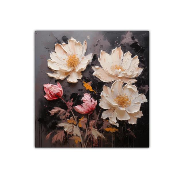 Cuadro decorativo de flores delicadas en tonos neutros y rosas