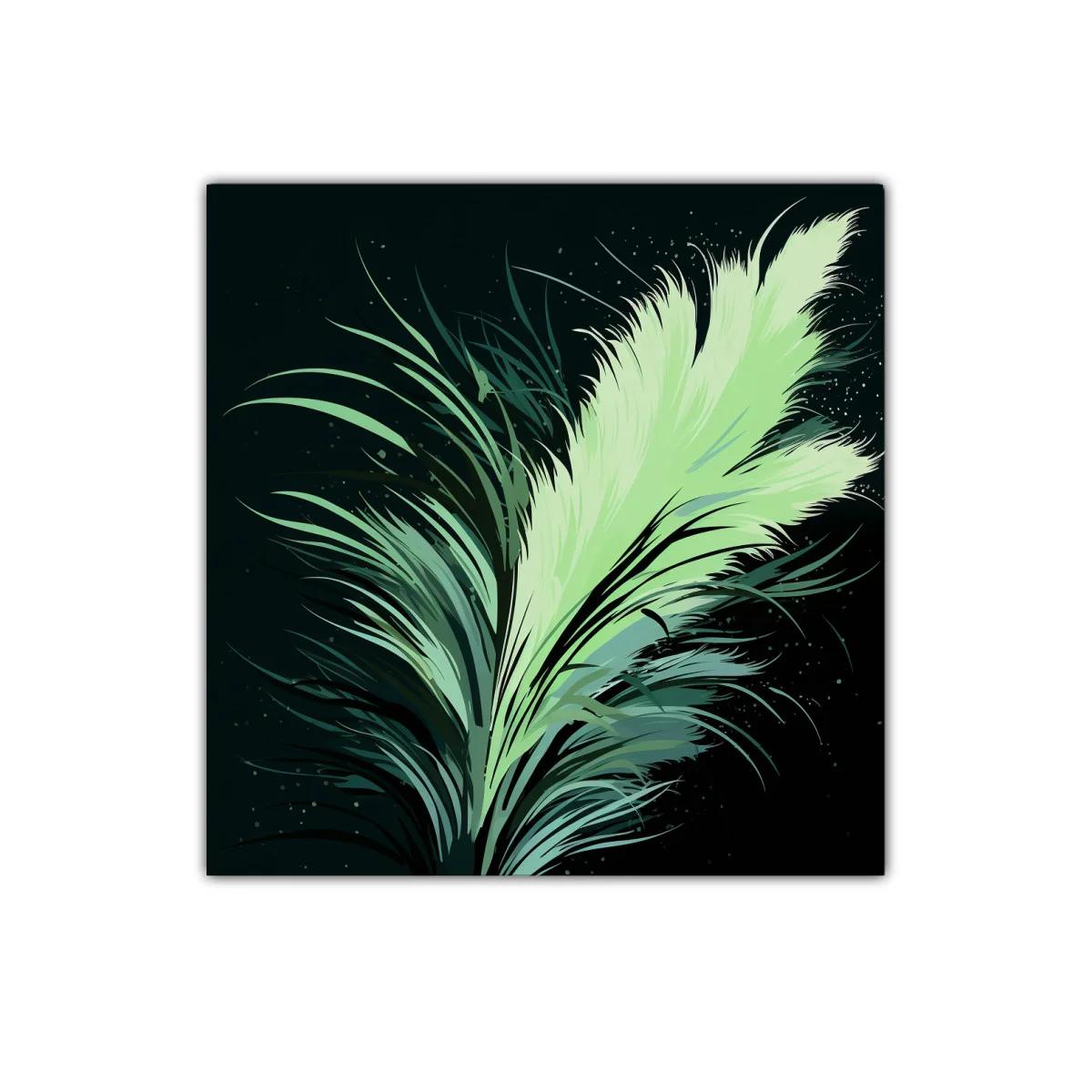 Pluma Verde en Movimiento sobre Fondo Oscuro — imagen principal
