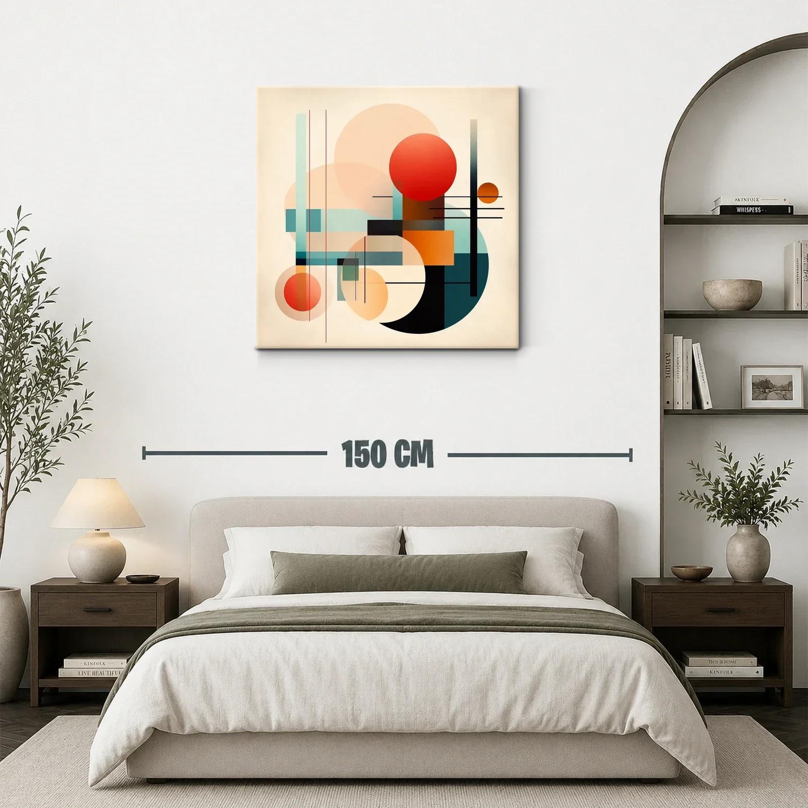 Cuadro abstracto con formas geométricas y paleta cálida — miniatura 3