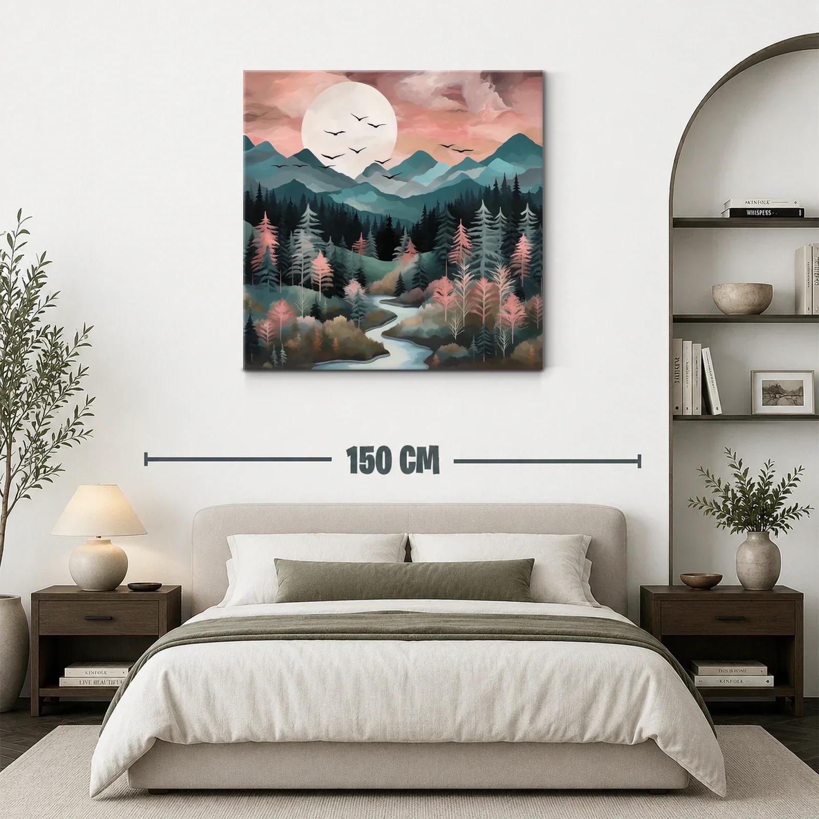 Paisaje sereno de montañas y bosque al amanecer — miniatura 3
